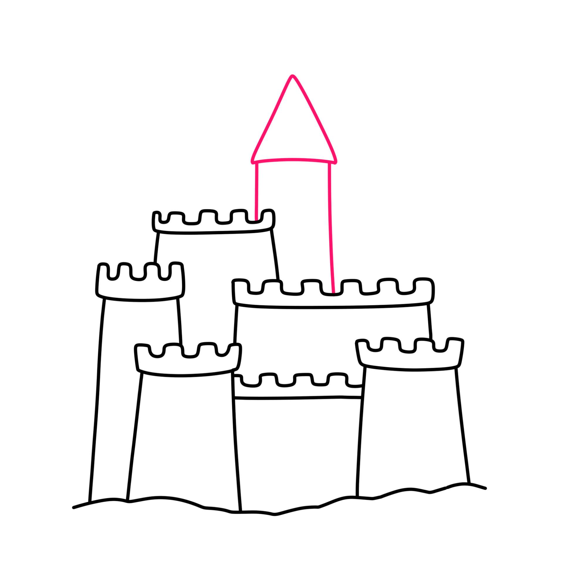 How to Draw a Sandcastle - Step-6