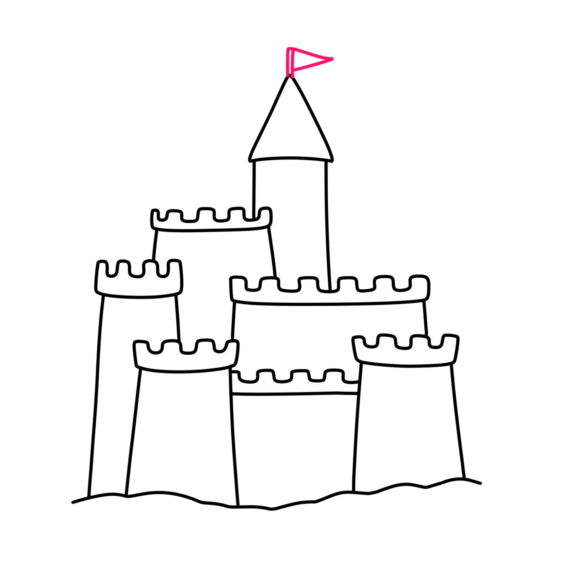 How to Draw a Sandcastle - Step-7