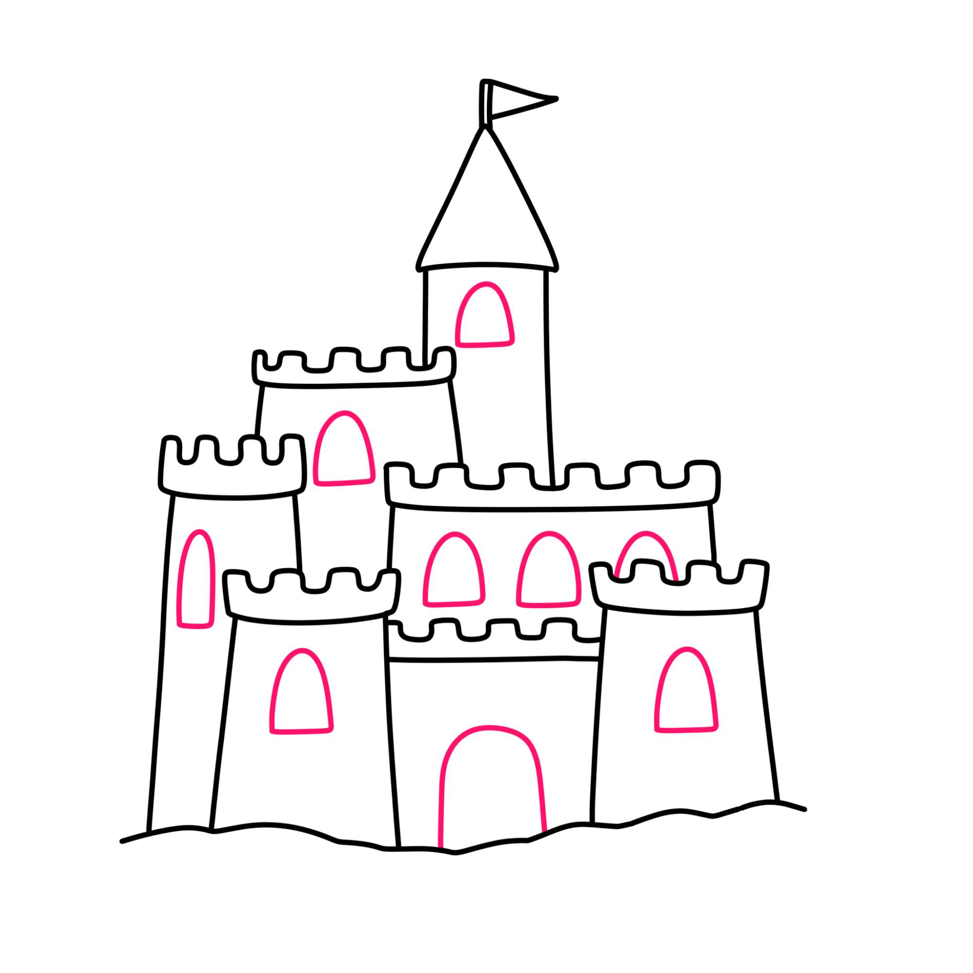 How to Draw a Sandcastle - Step-8