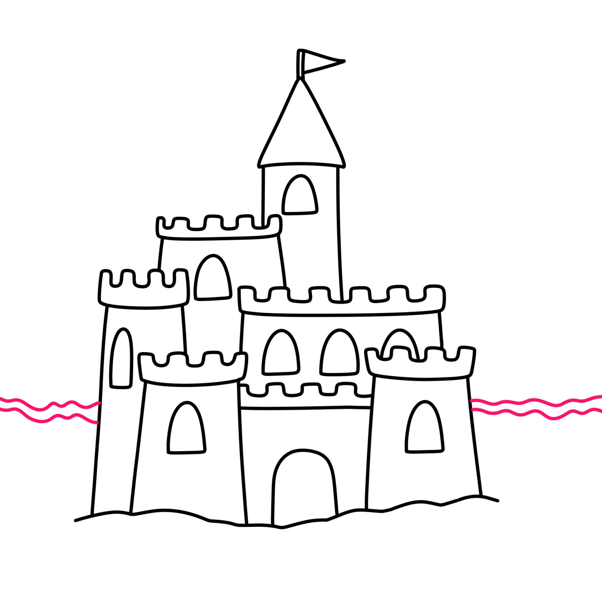 How to Draw a Sandcastle - Step-9