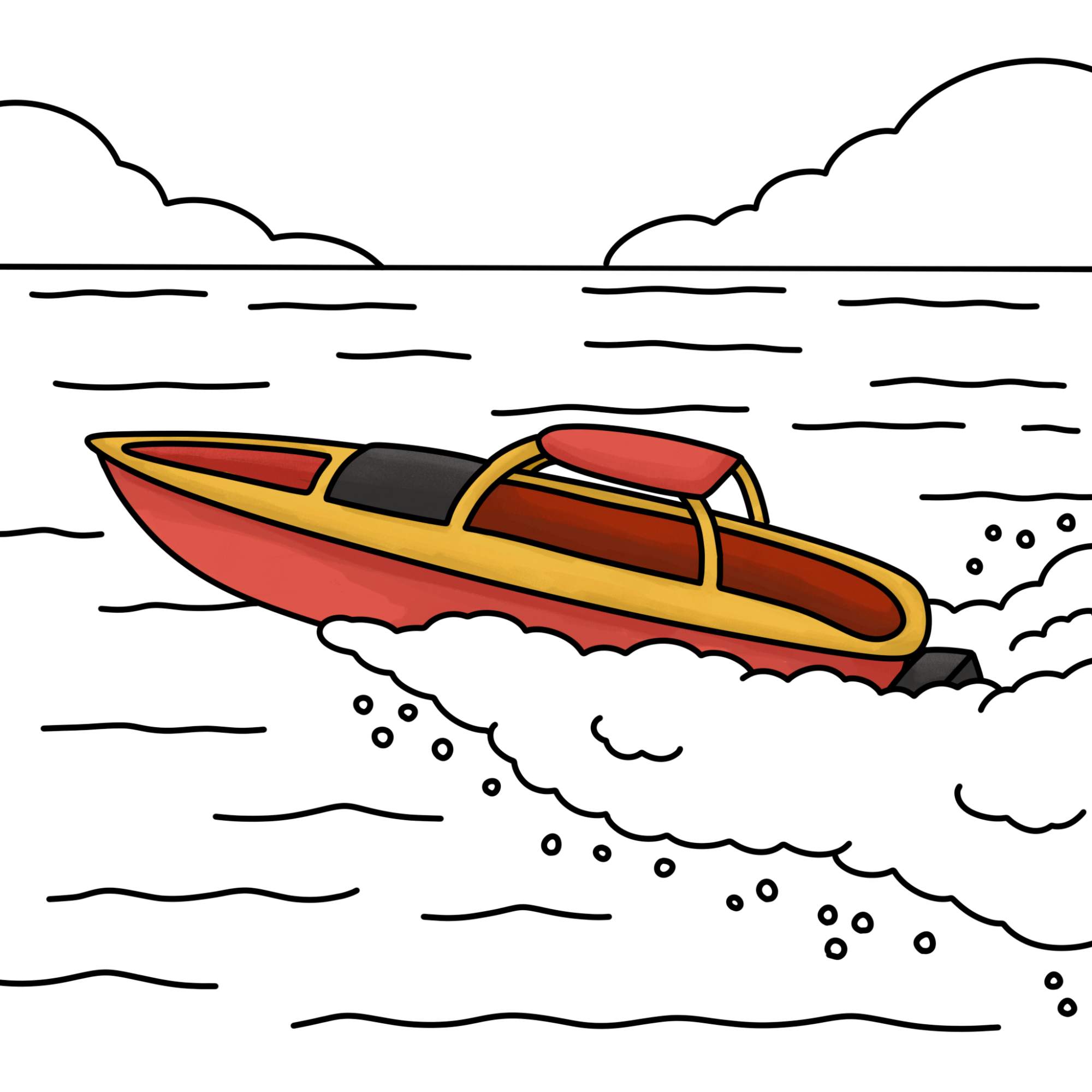 How to Draw a Speedboat - Step-12