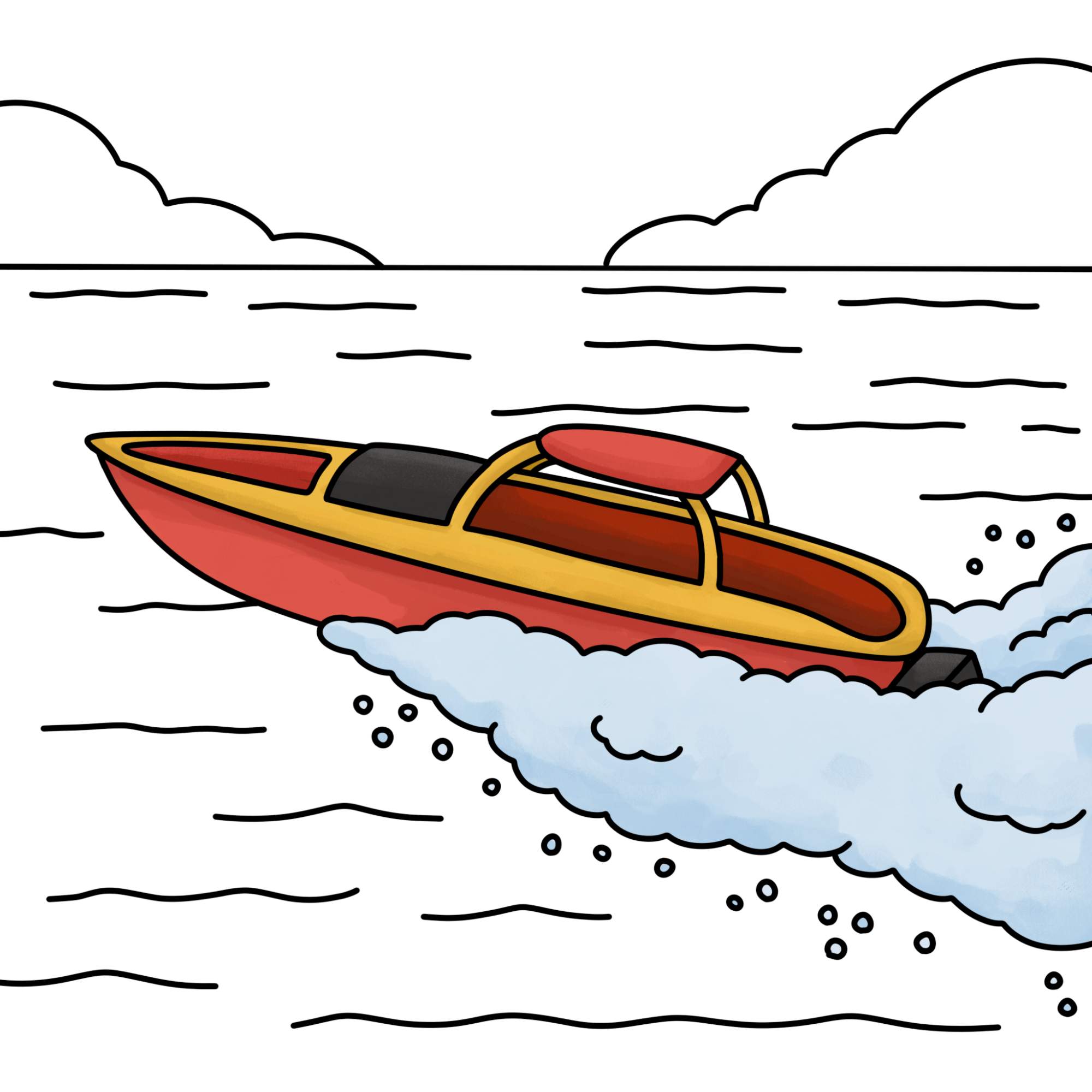 How to Draw a Speedboat - Step-13