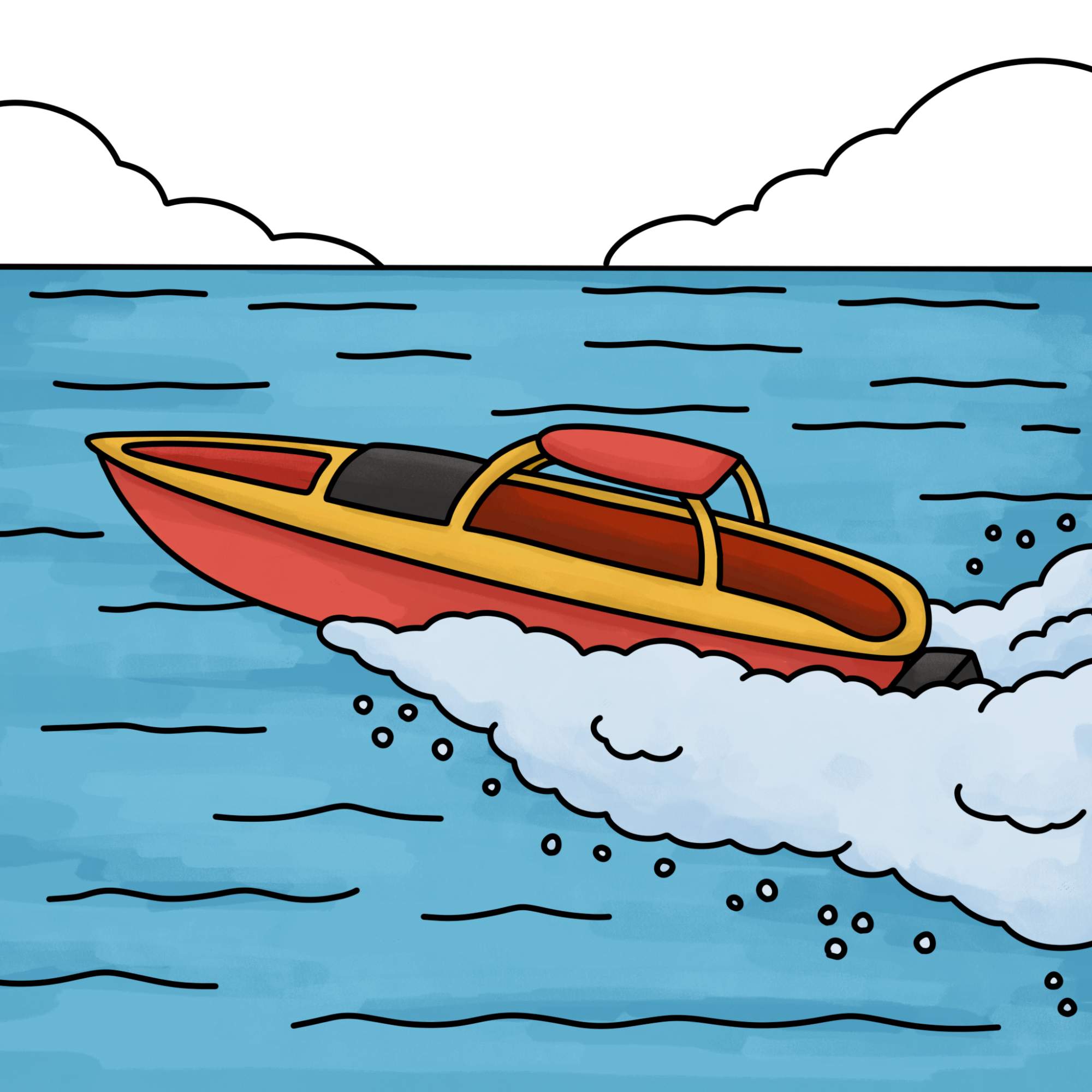 How to Draw a Speedboat - Step-14