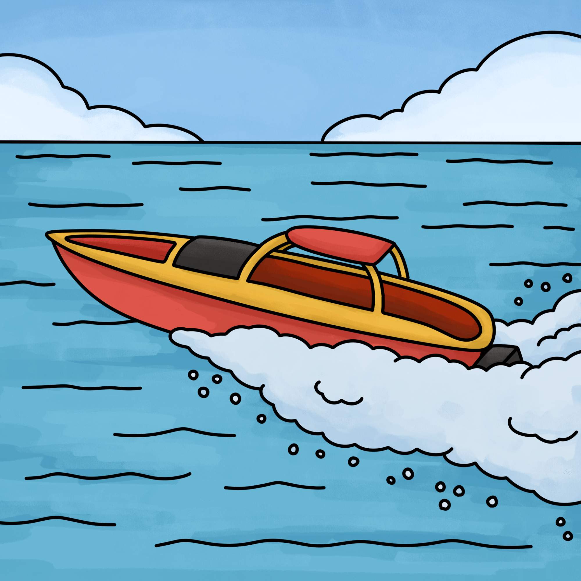 How to Draw a Speedboat - Step-15