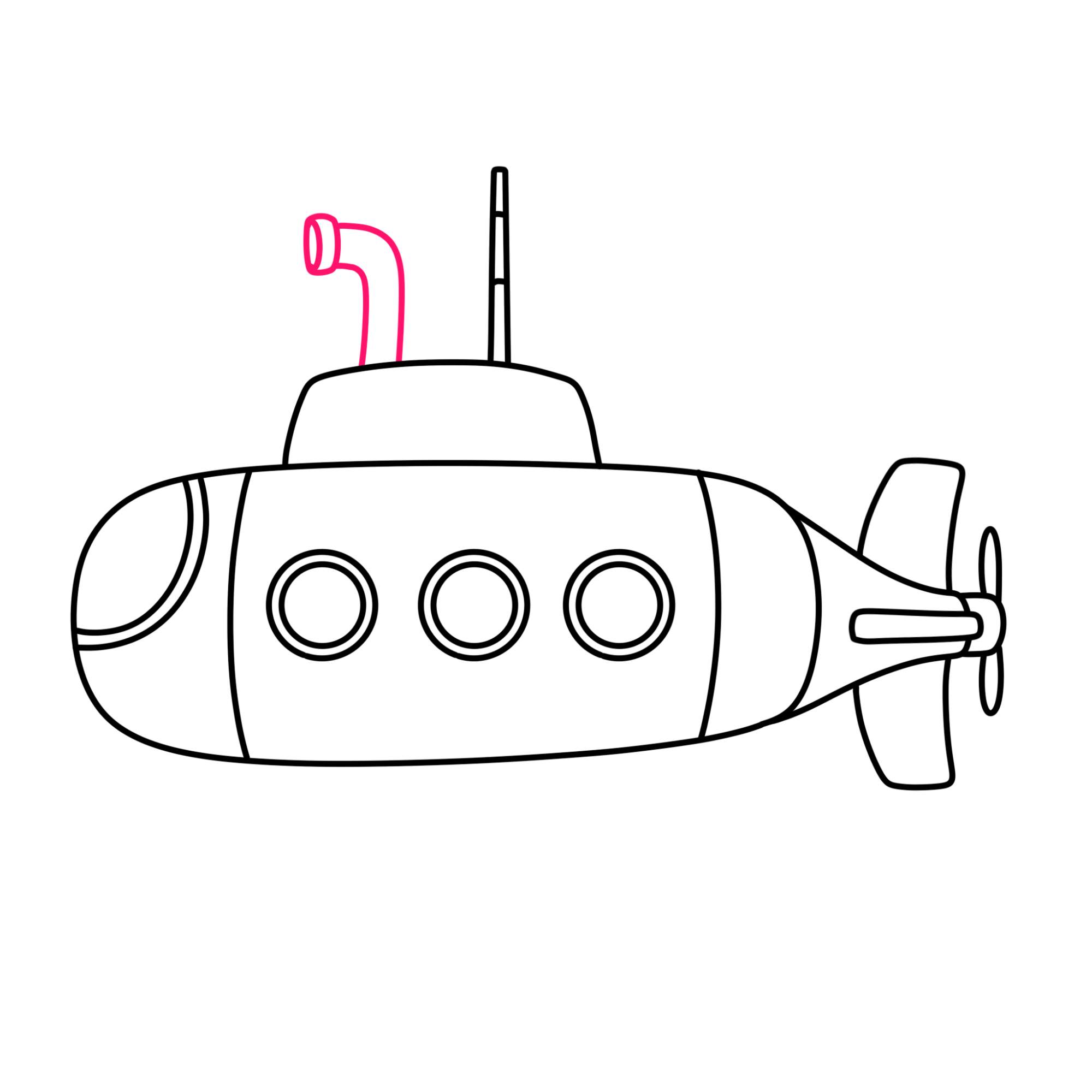 How to Draw a Submarine - Step-10