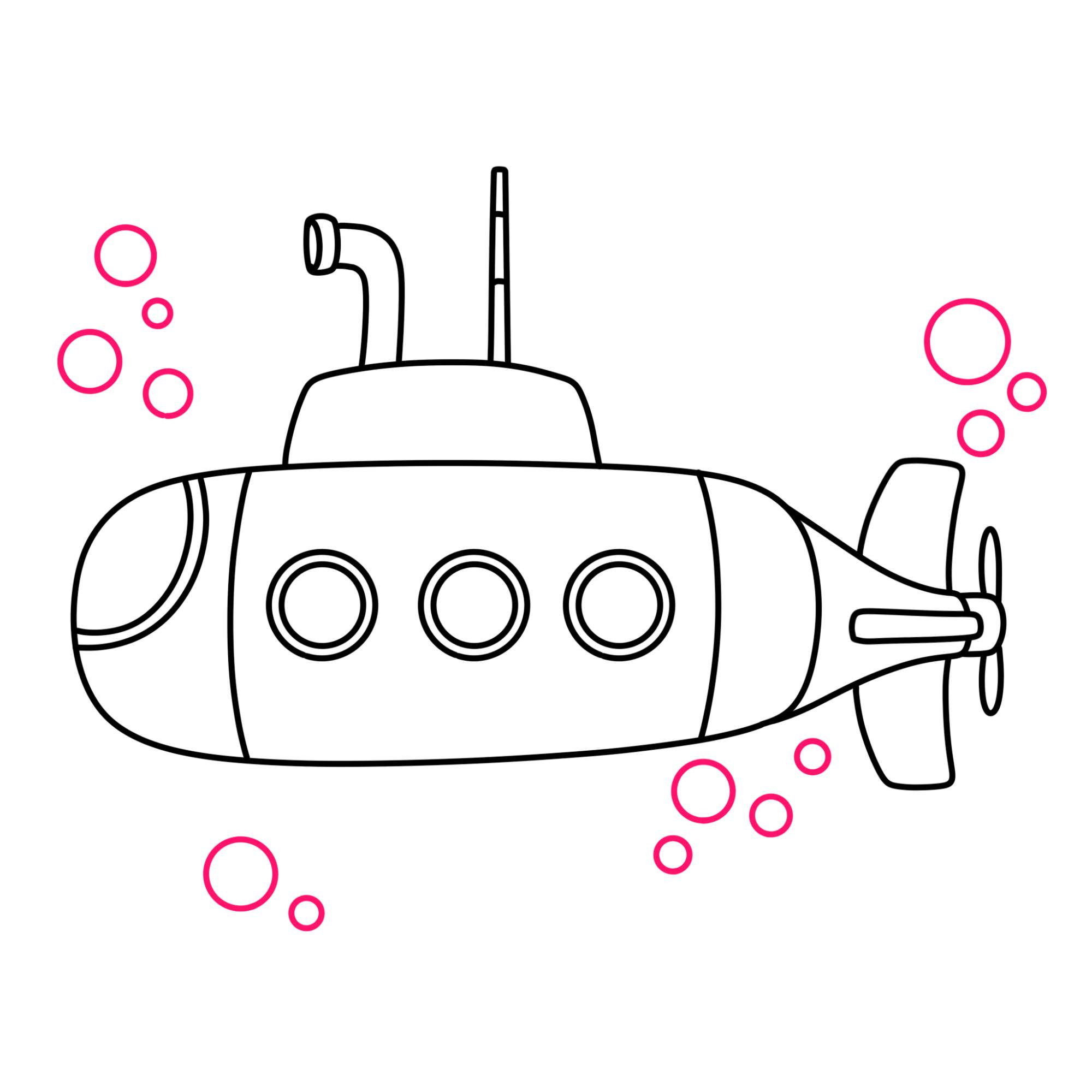 How to Draw a Submarine - Step-11