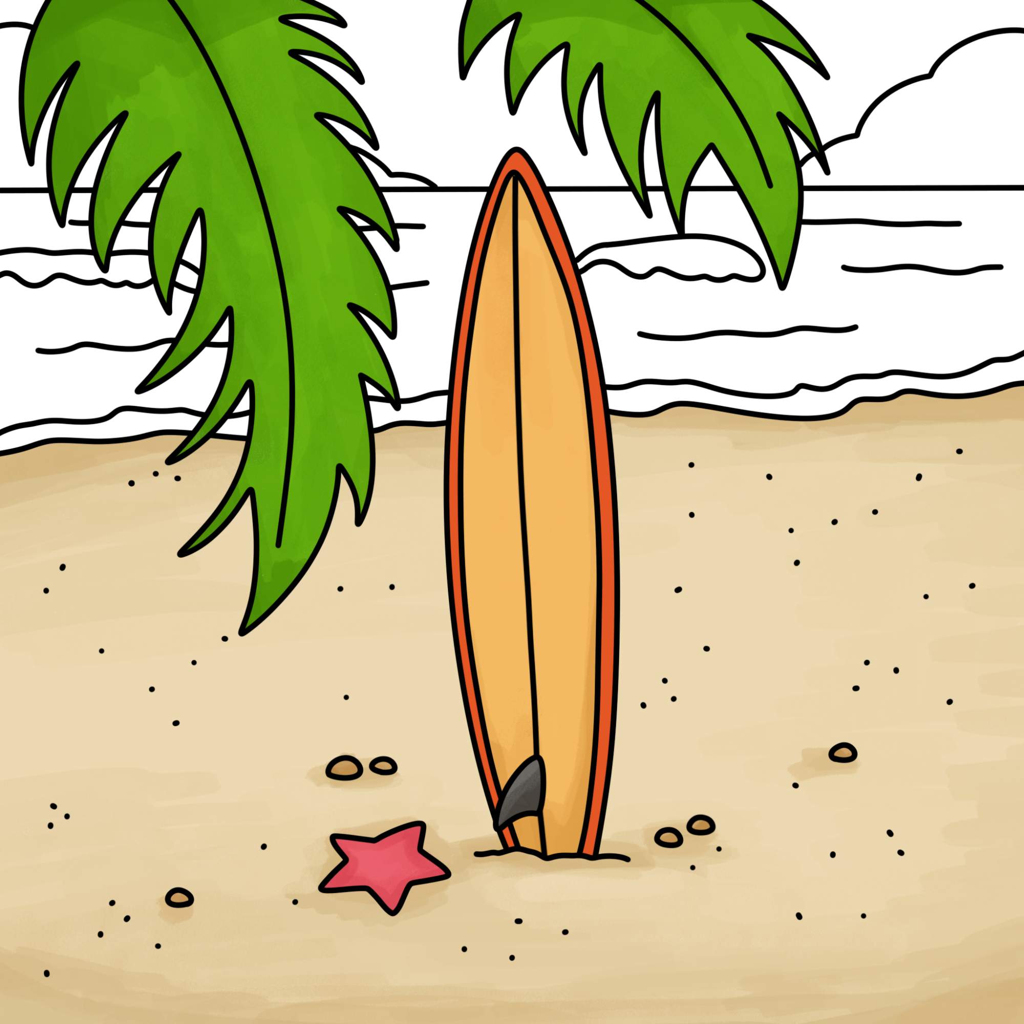 How to Draw a Surfboard - Step-17