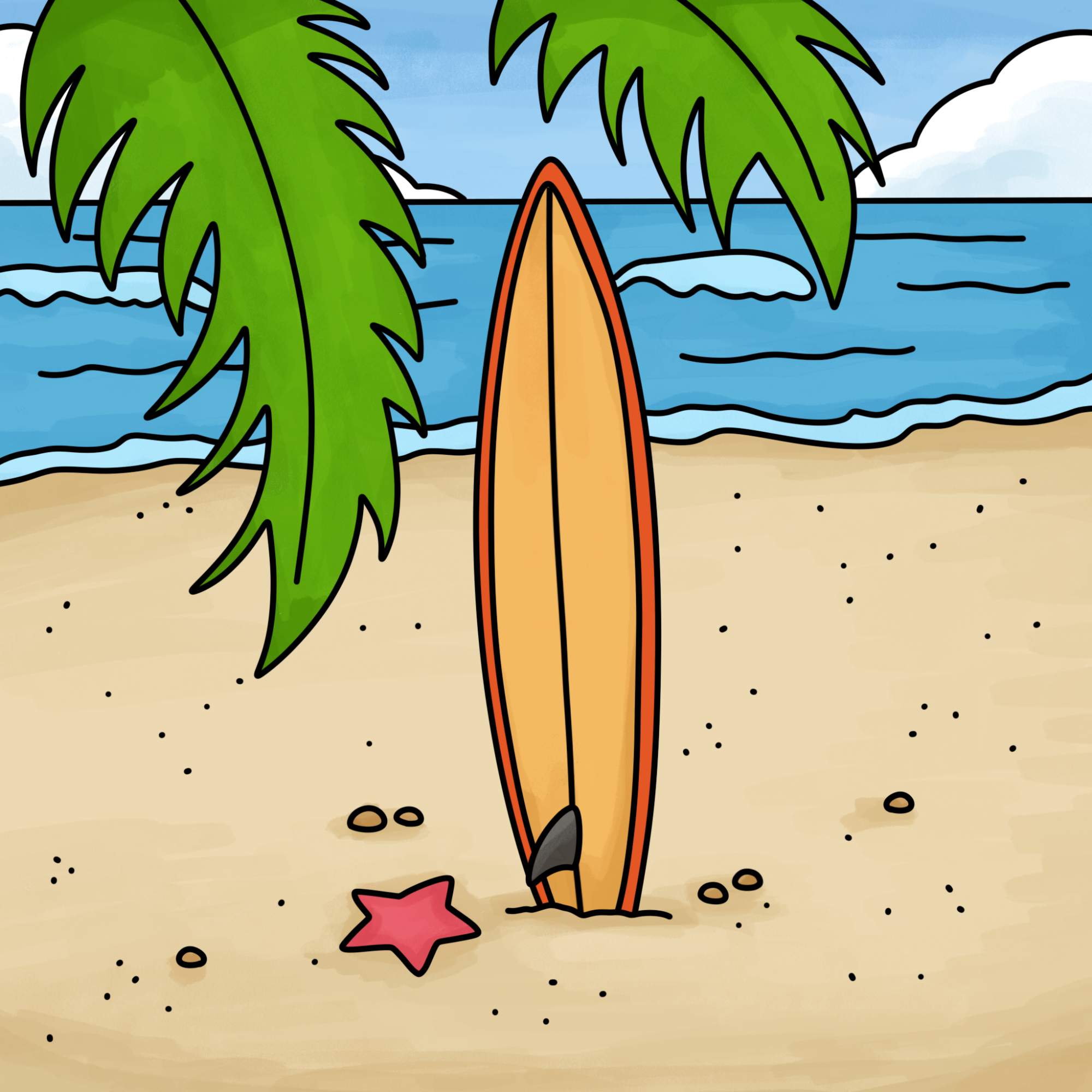 How to Draw a Surfboard - Step-18