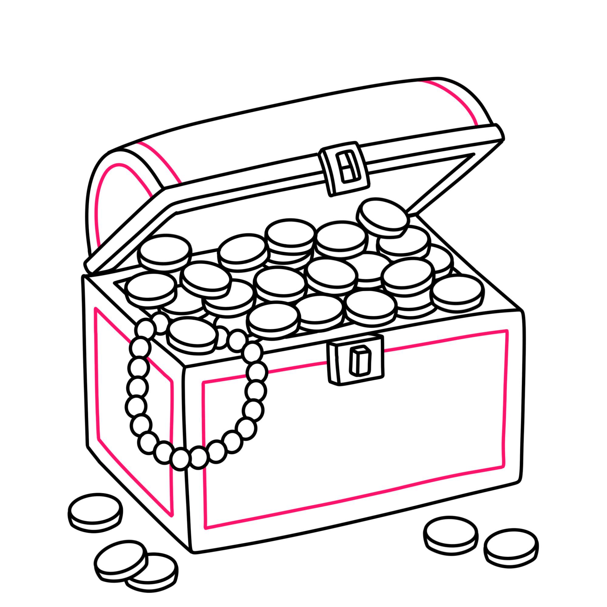 How to Draw a Treasure Chest - Step-11