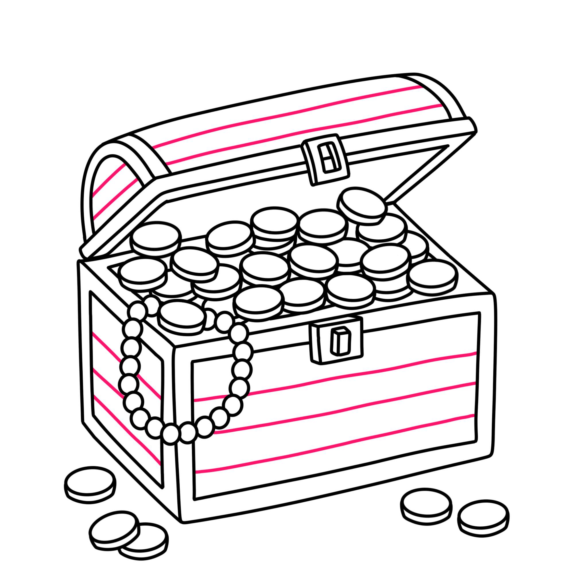 How to Draw a Treasure Chest - Step-12