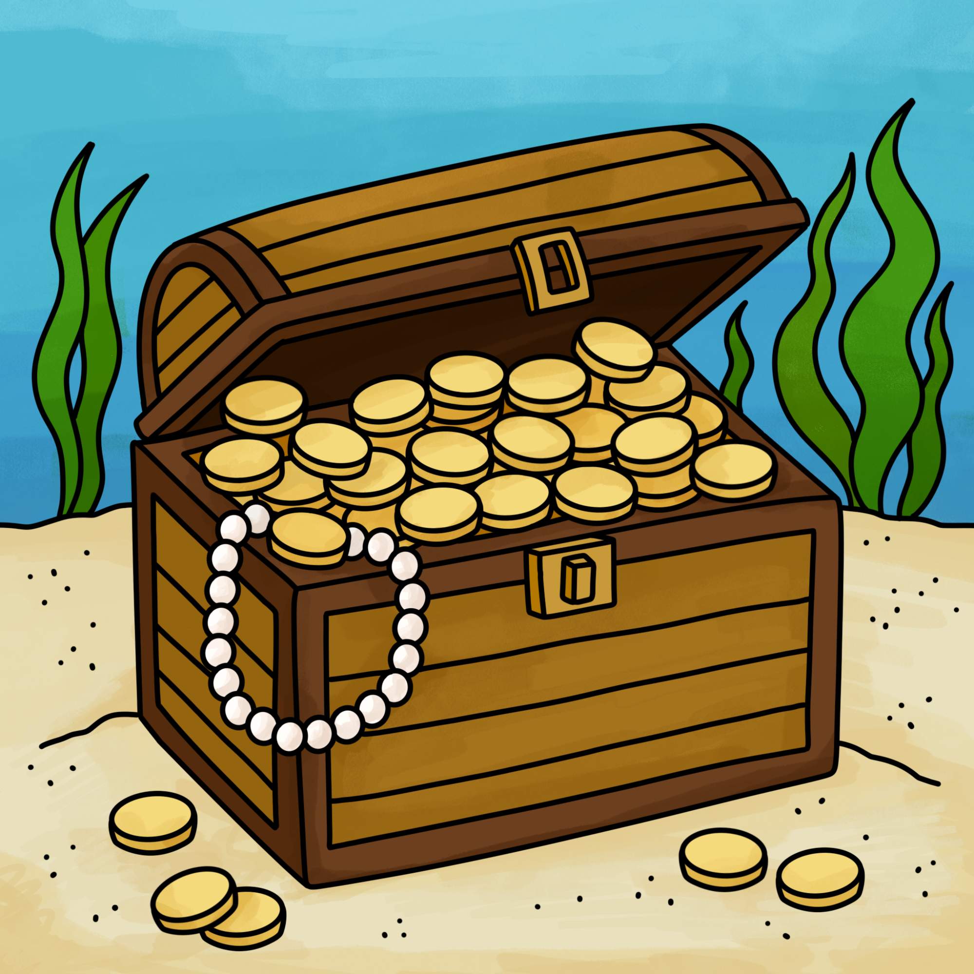 How to Draw a Treasure Chest - Step-18