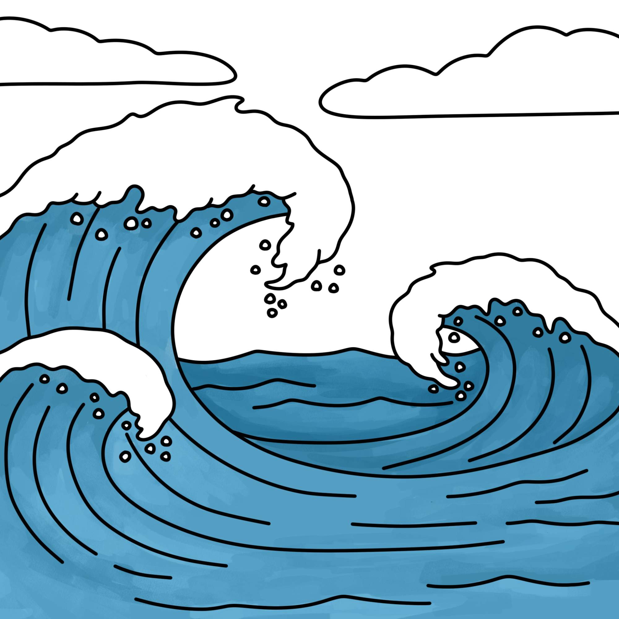 How to Draw a Wave - Step-12