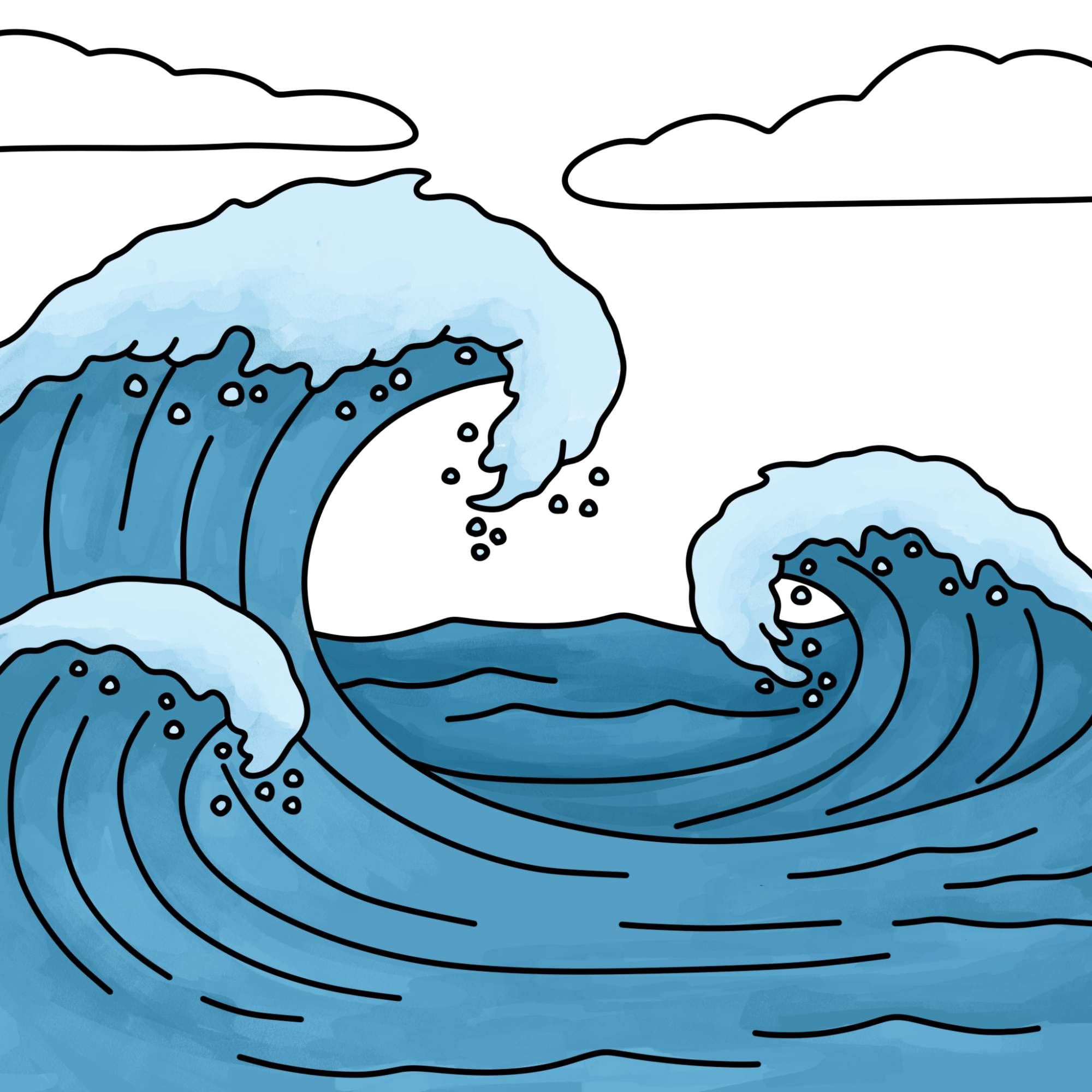 How to Draw a Wave - Step-13