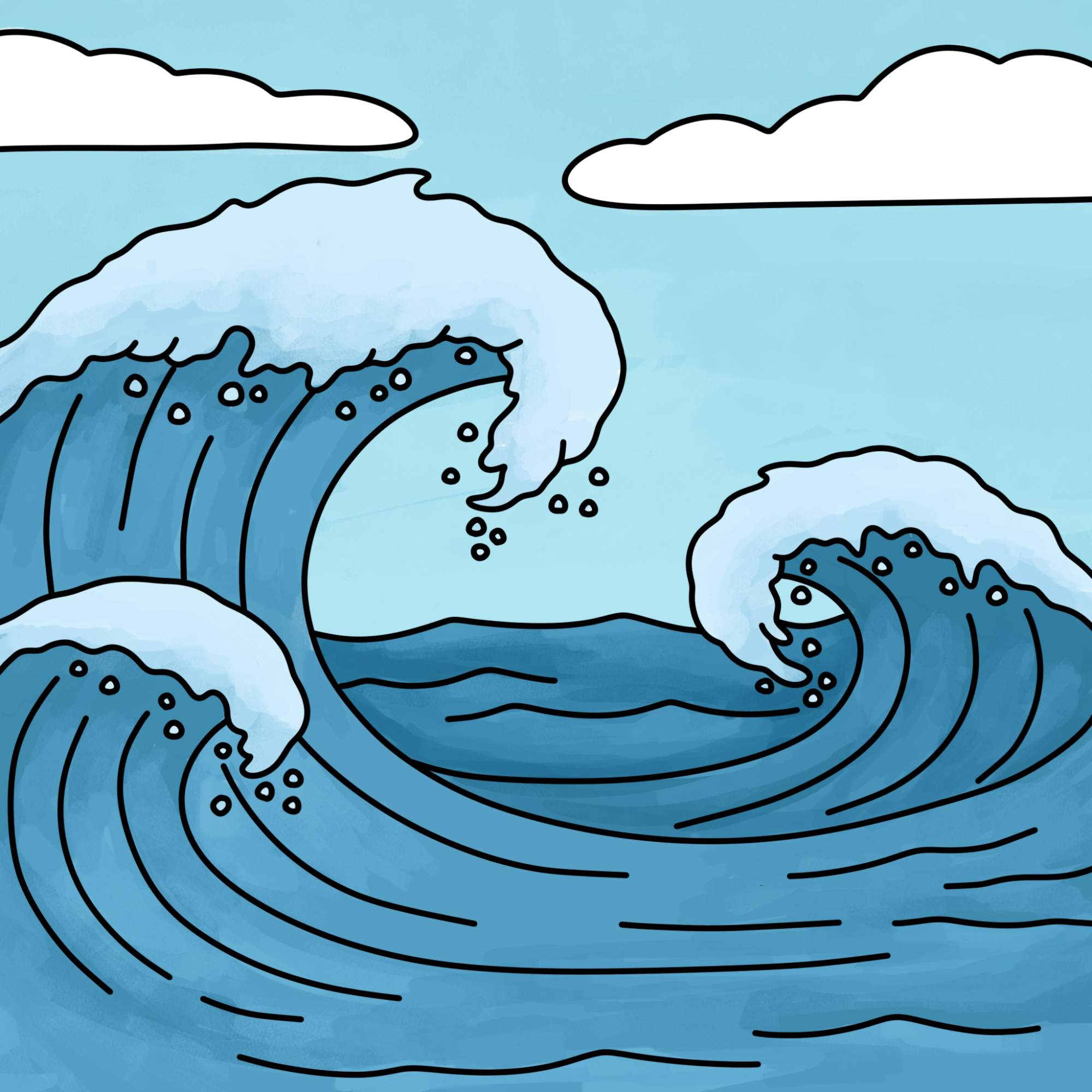 How to Draw a Wave - Step-14