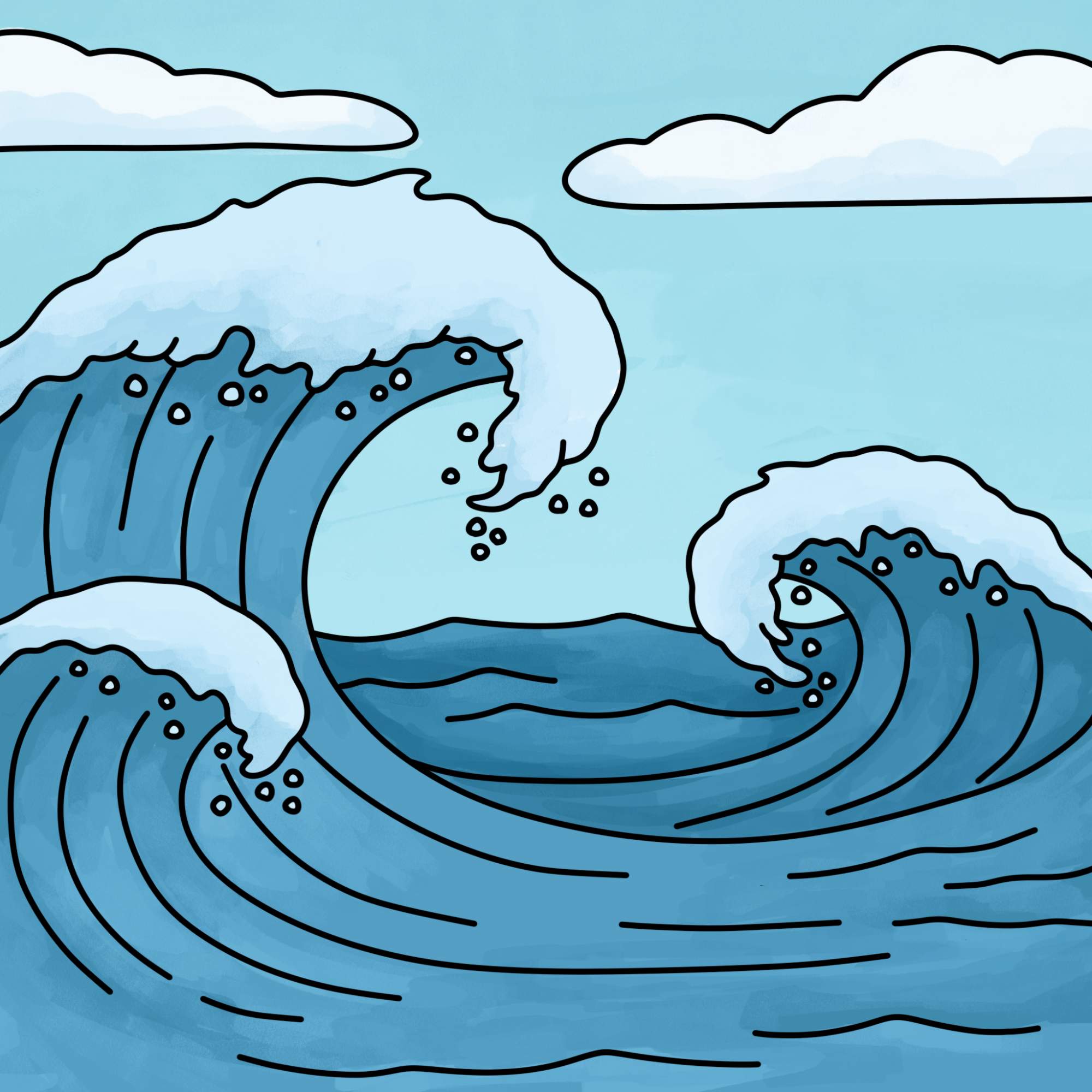 How to Draw a Wave - Step-15