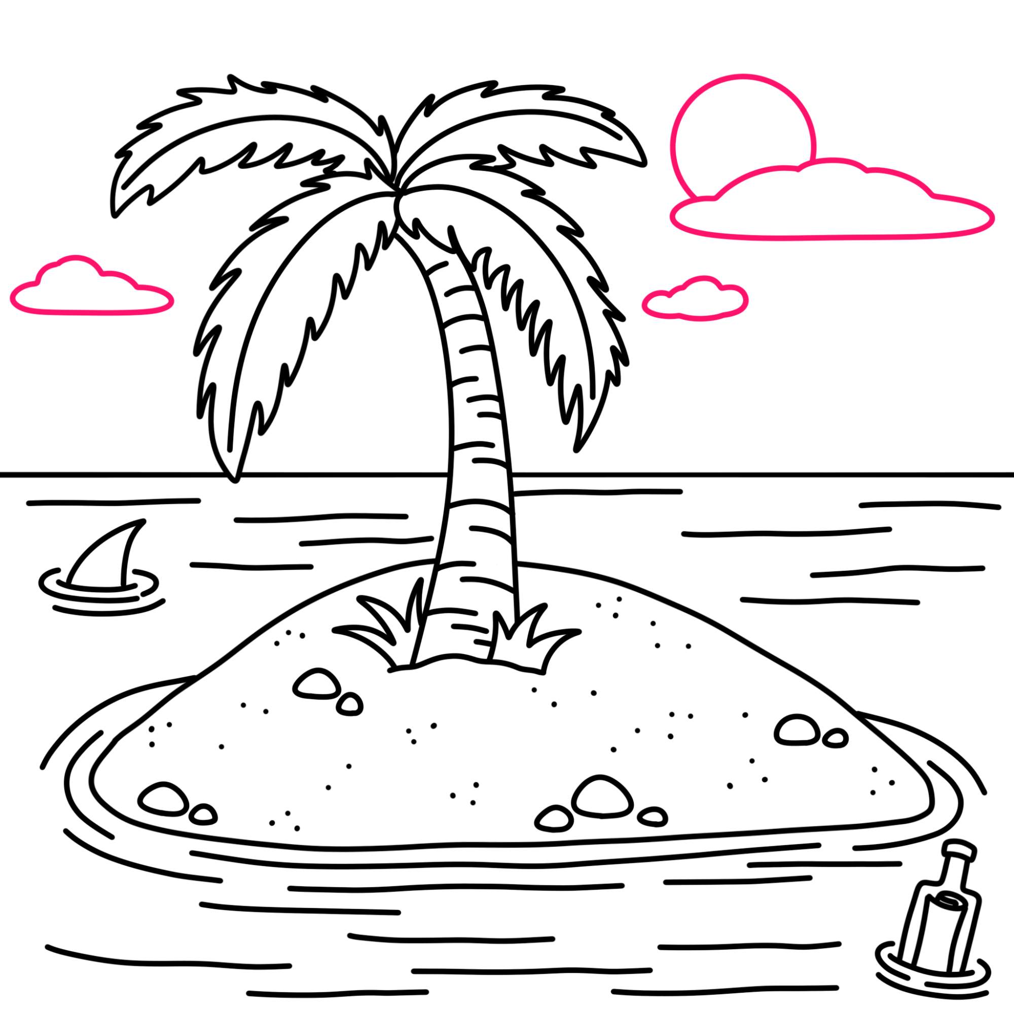 How to Draw an Island - Step-17