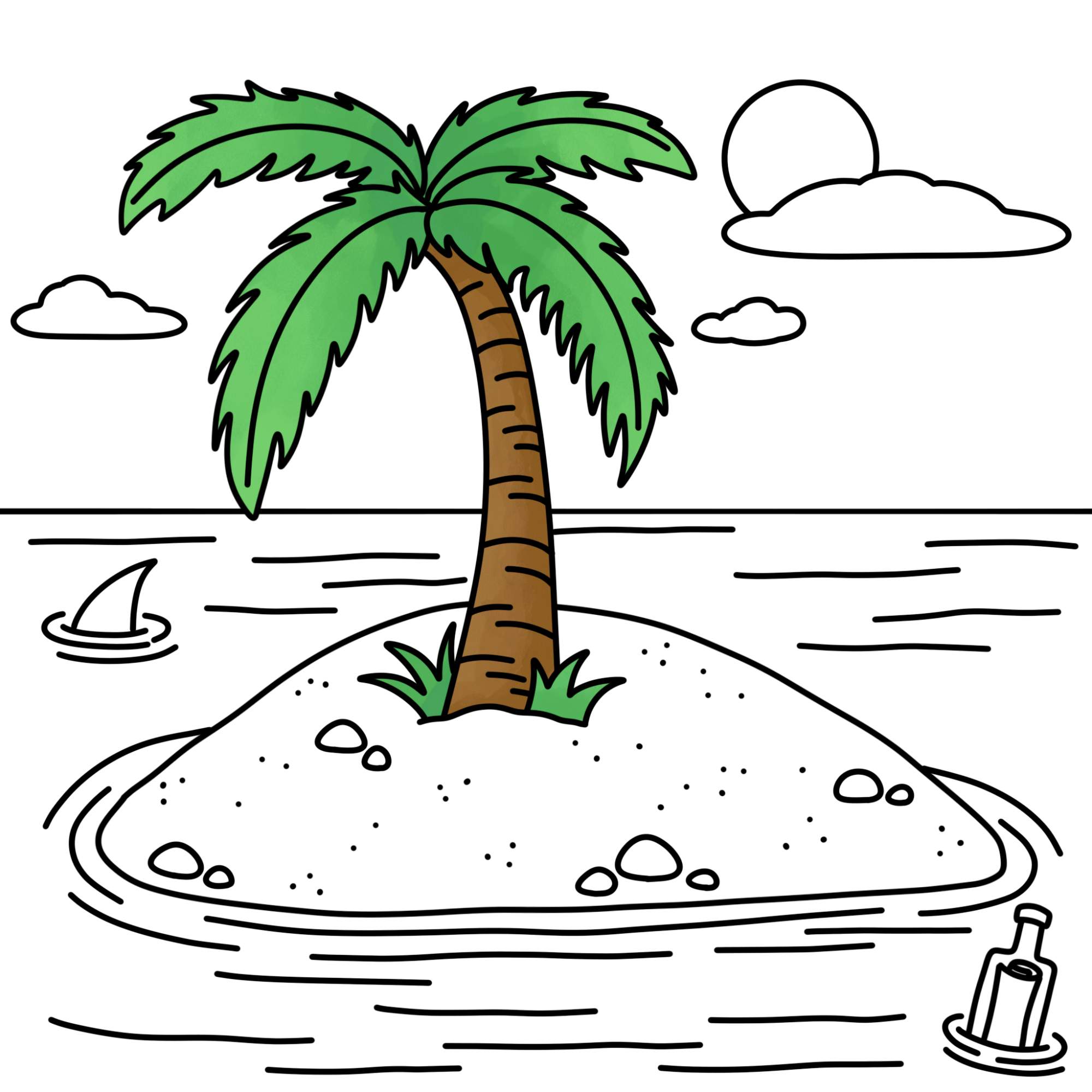 How to Draw an Island - Step-18