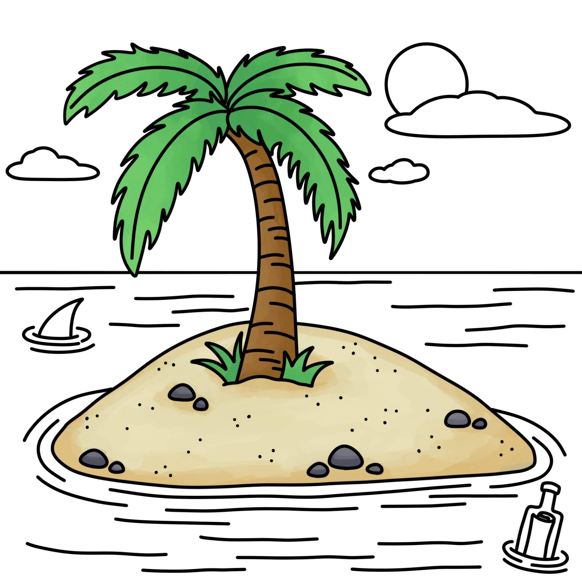 How to Draw an Island - Step-19