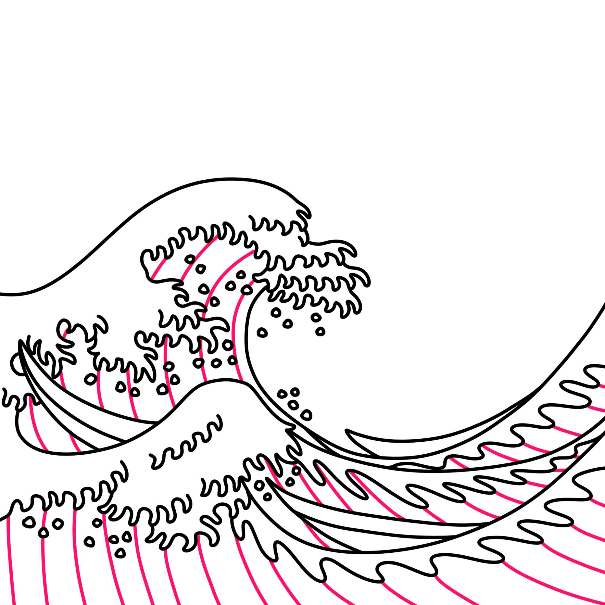 How to Draw Japanese Wave - Step-10