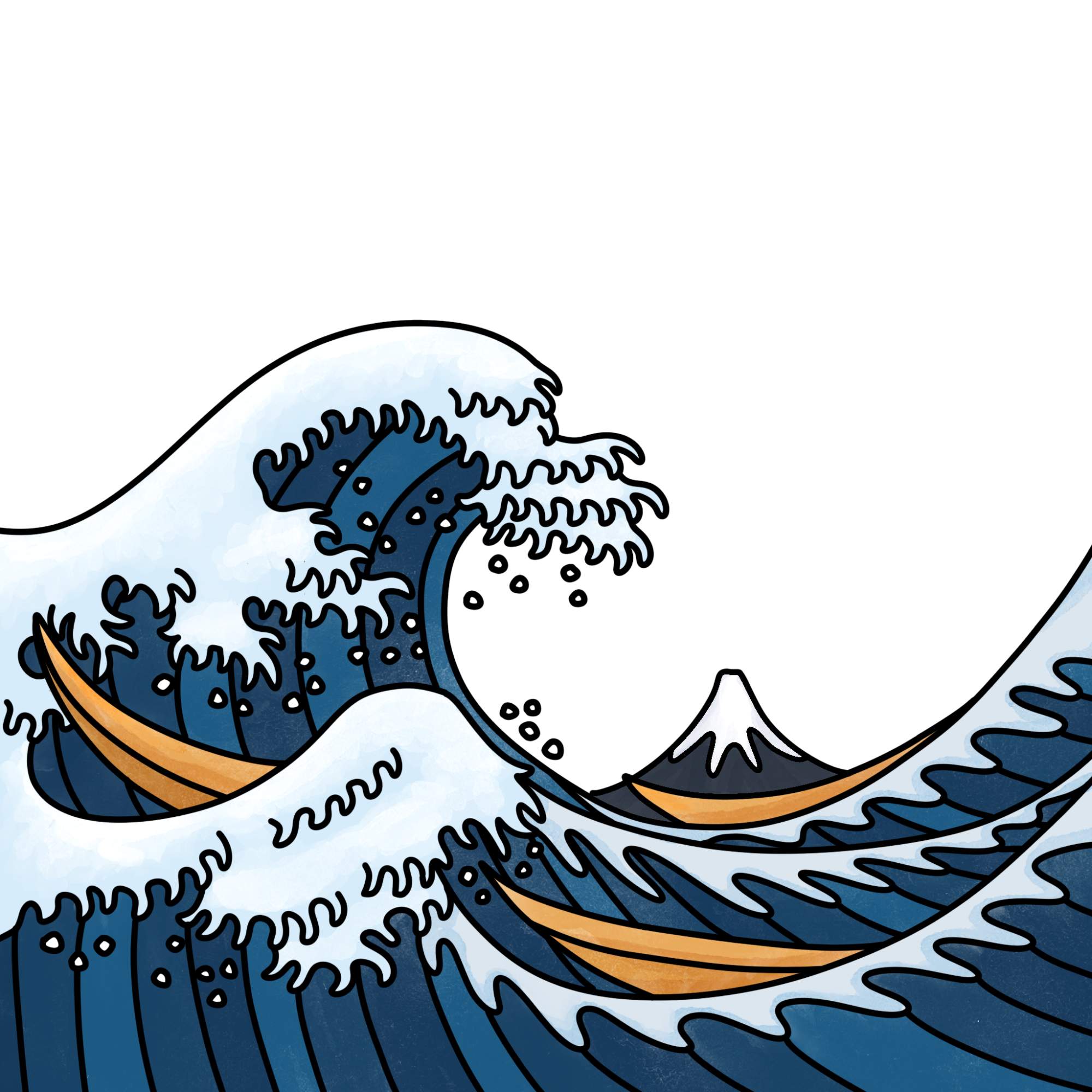 How to Draw Japanese Wave - Step-14