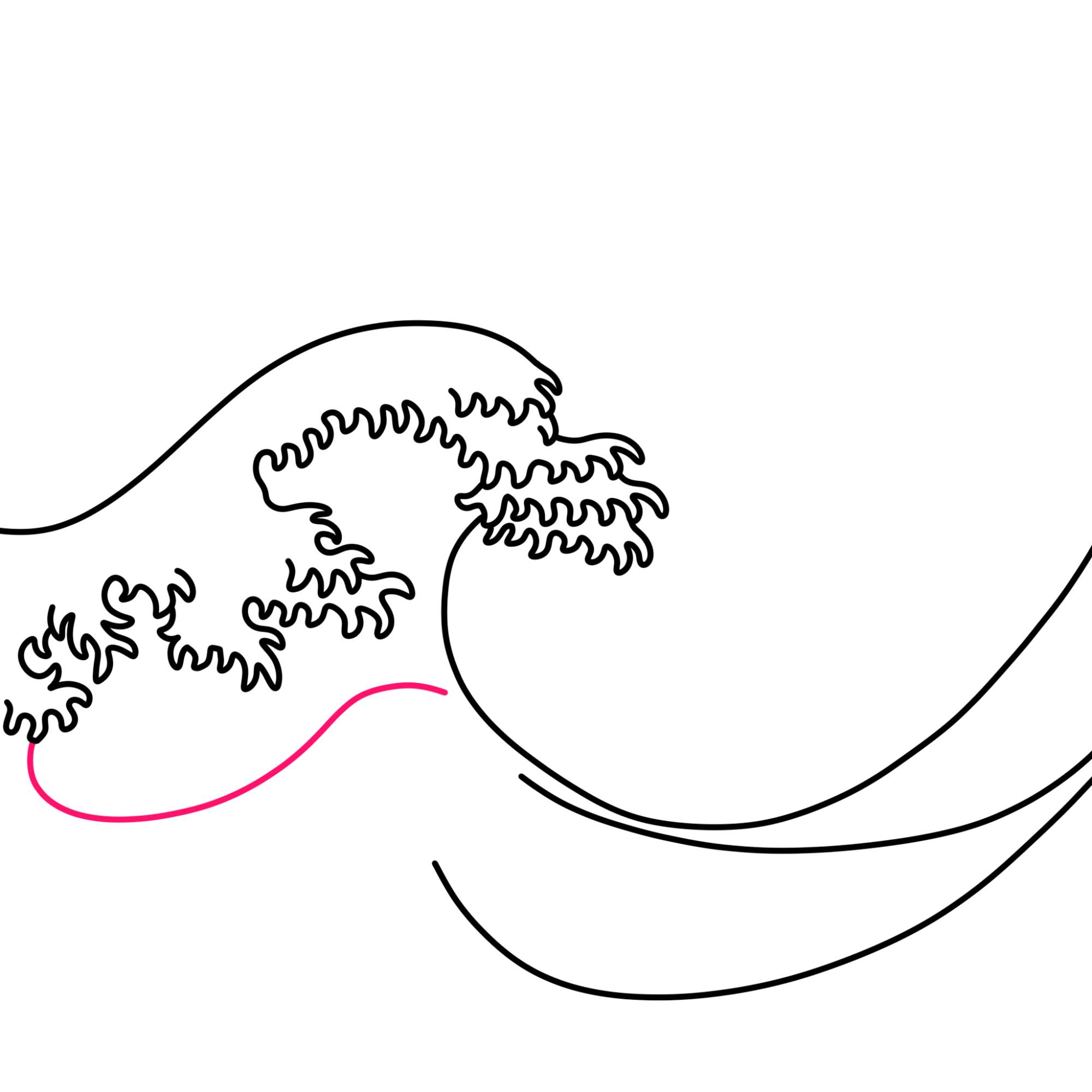 How to Draw Japanese Wave - Step-5