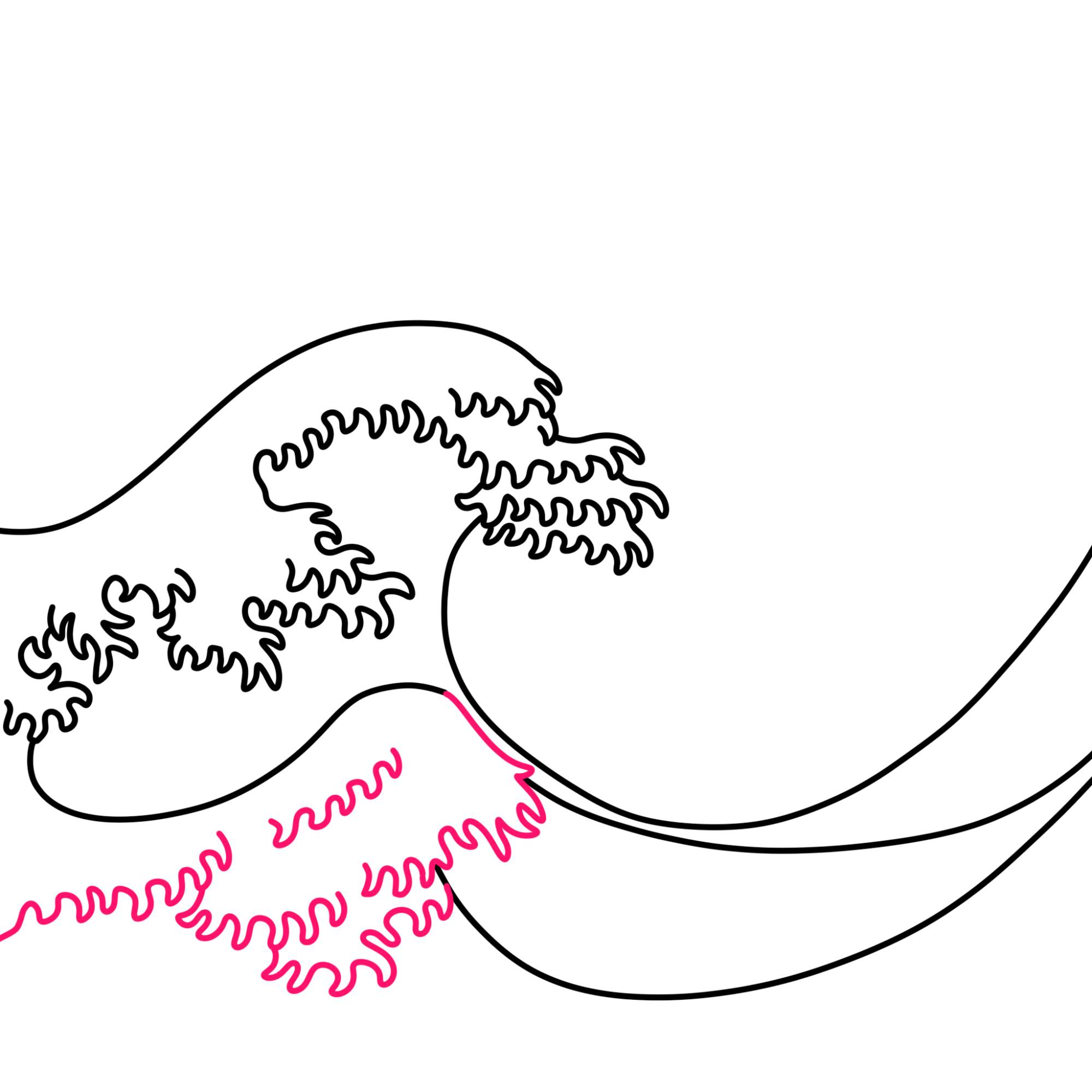 How to Draw Japanese Wave - Step-6