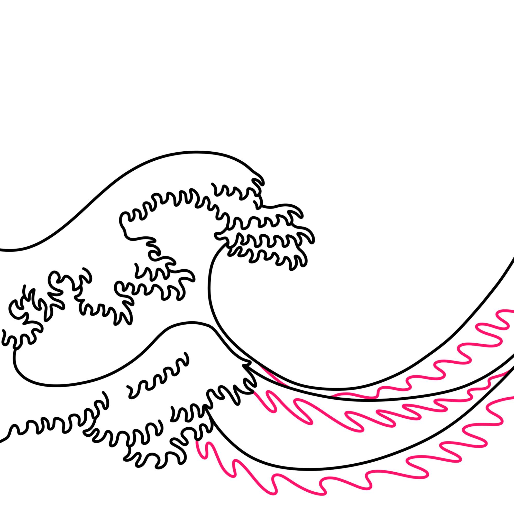 How to Draw Japanese Wave - Step-7