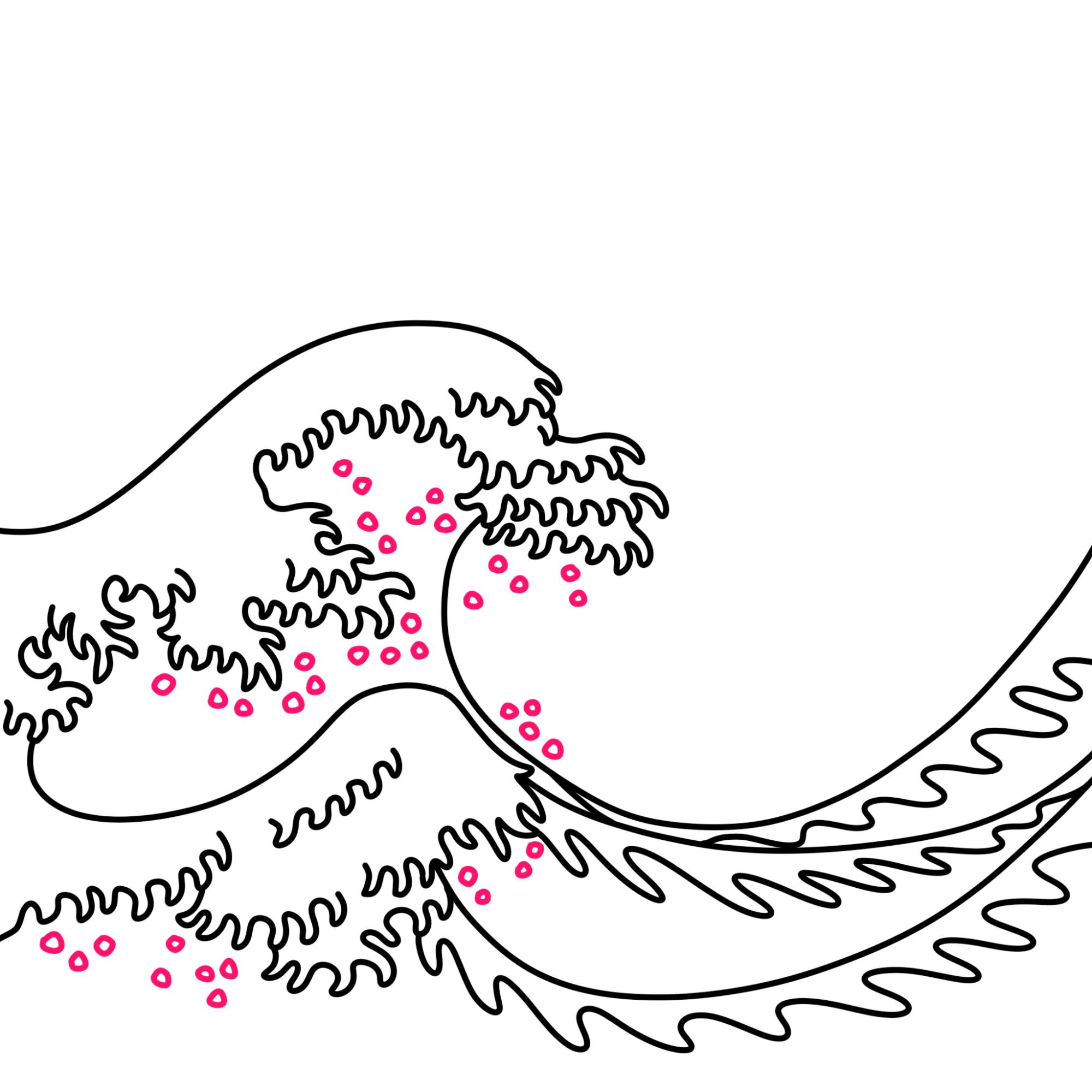 How to Draw Japanese Wave - Step-8