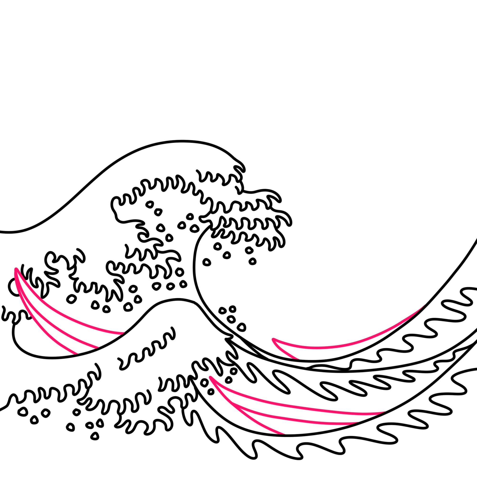 How to Draw Japanese Wave - Step-9