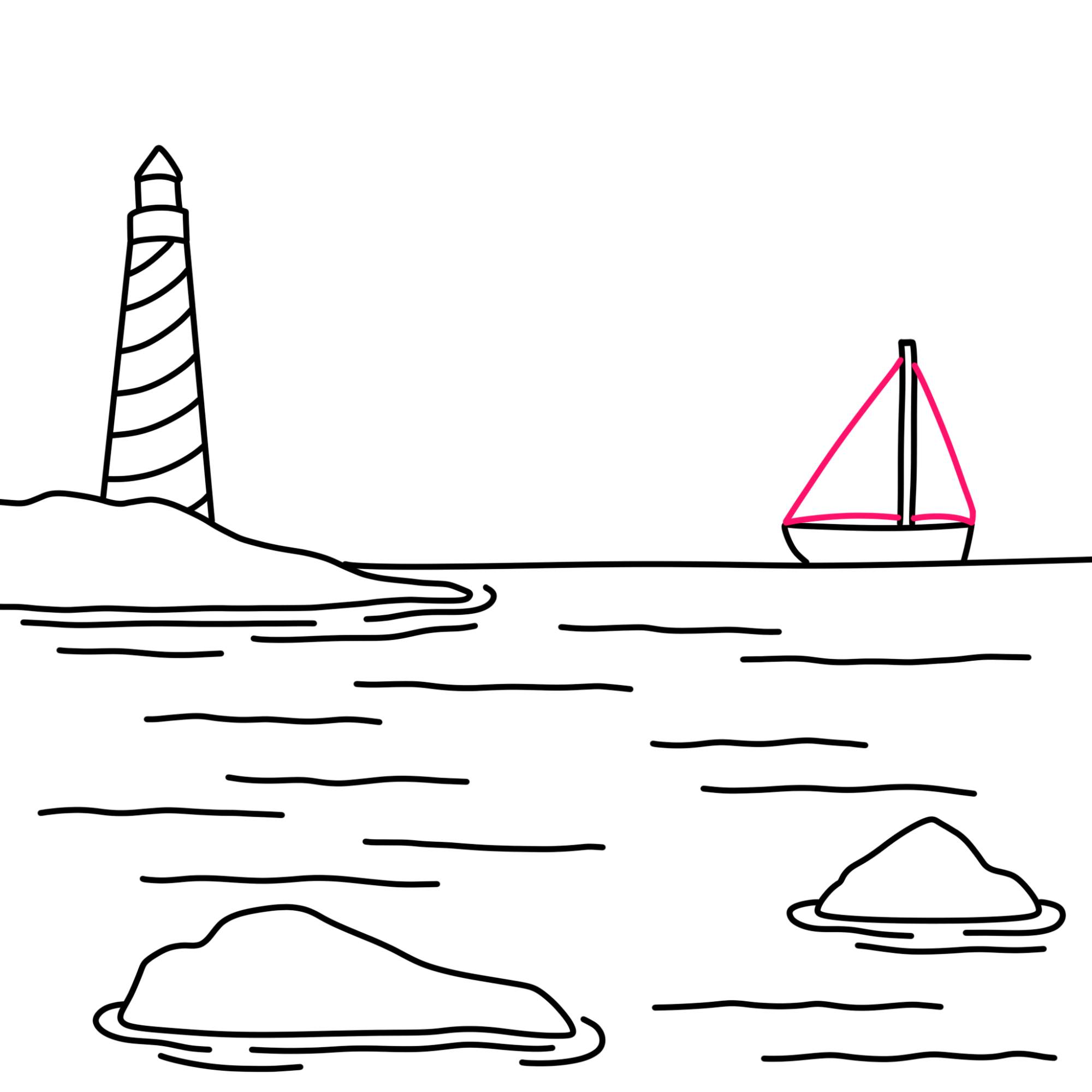 How to Draw the Sea - Step-11