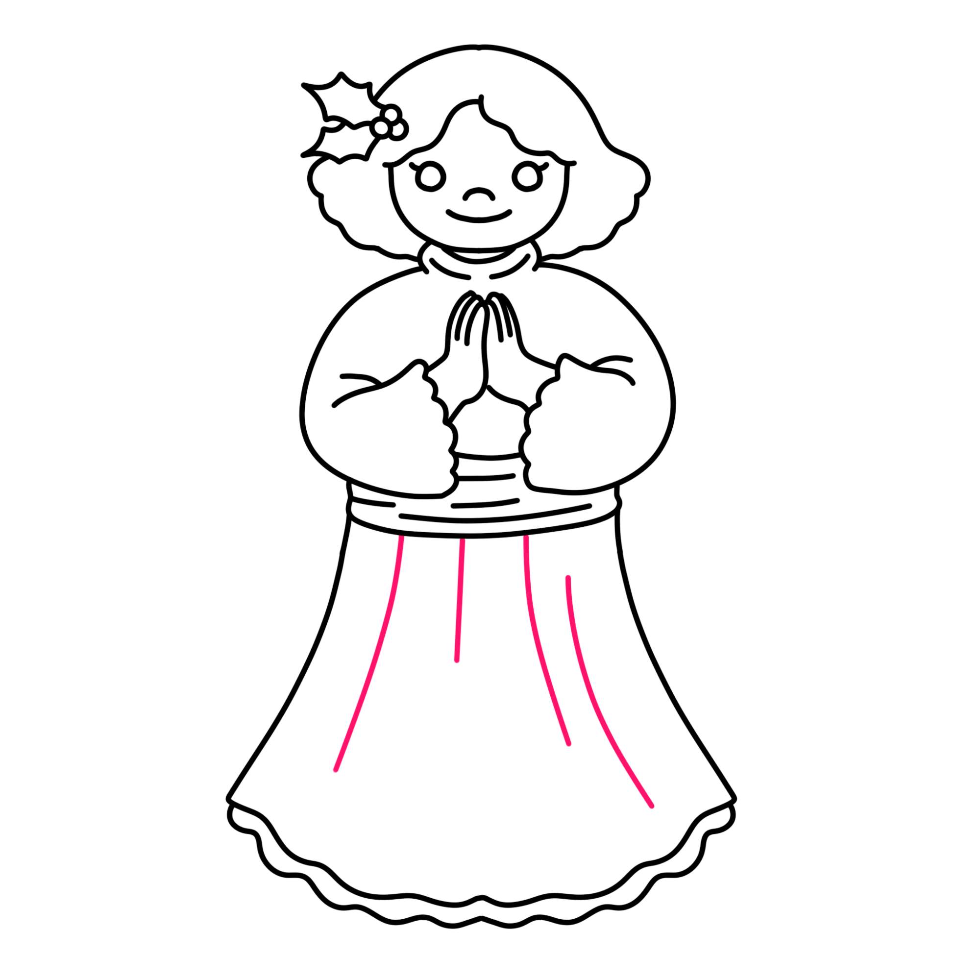 Christmas Angel Drawing (easy) - Step-13