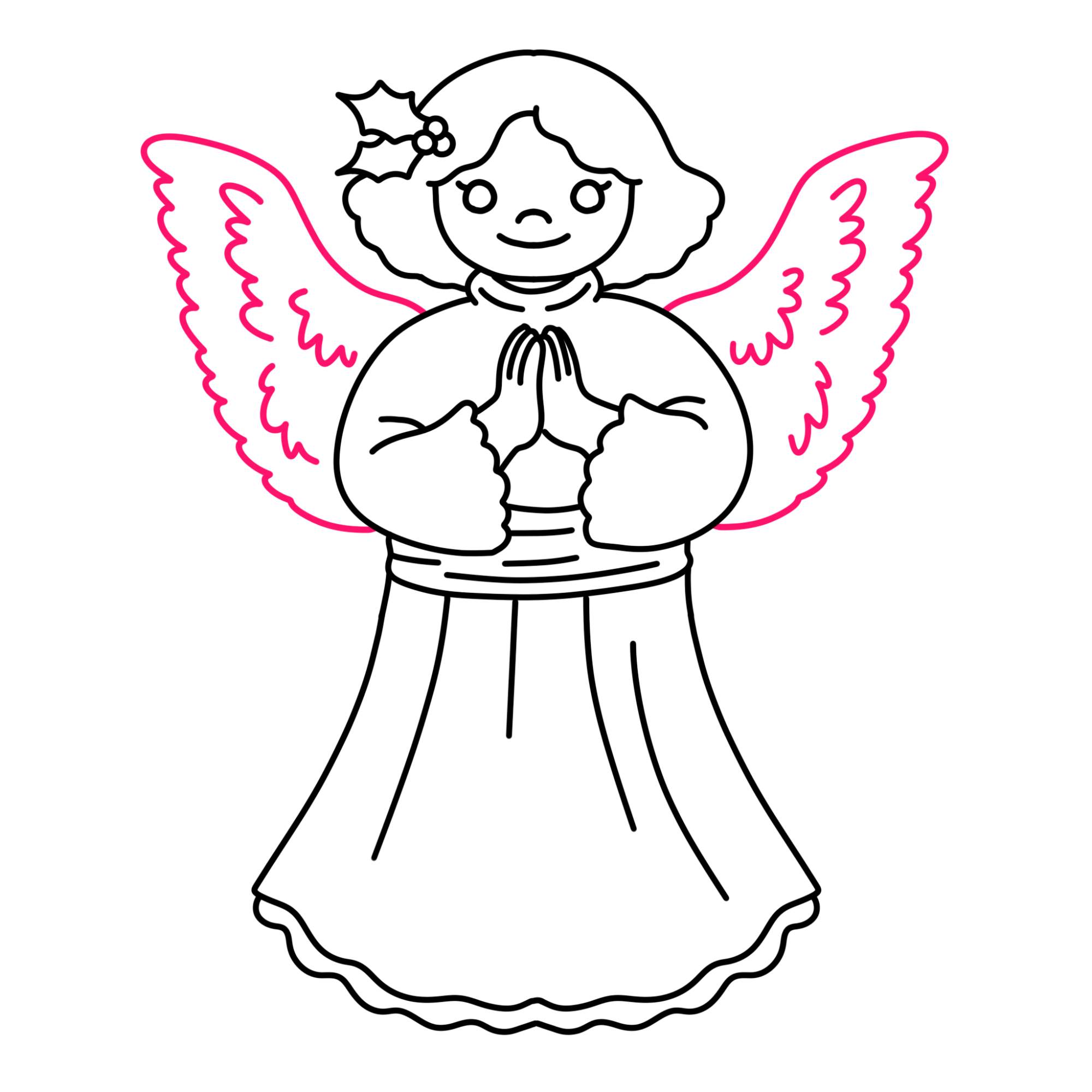 Christmas Angel Drawing (easy) - Step-14