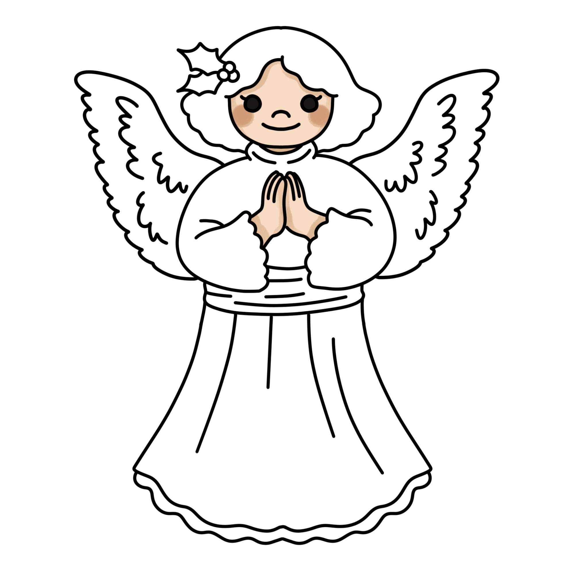 Christmas Angel Drawing (easy) - Step-15