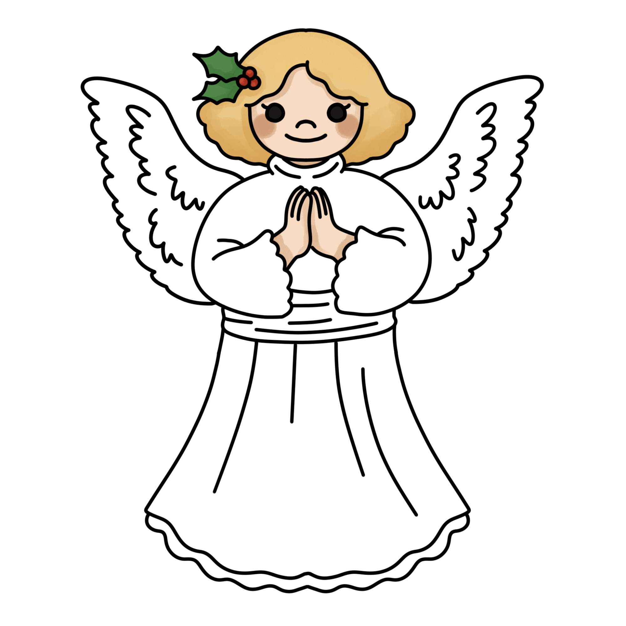 Christmas Angel Drawing (easy) - Step-16