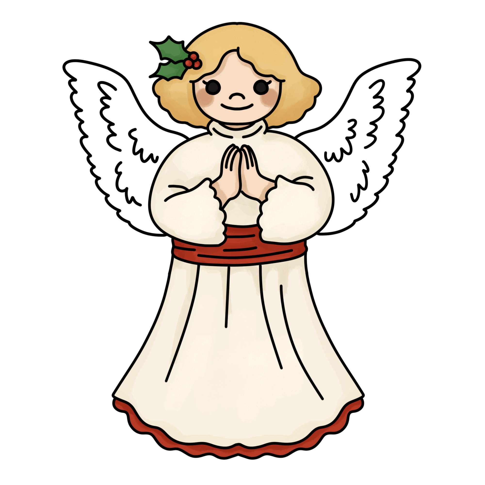 Christmas Angel Drawing (easy) - Step-17