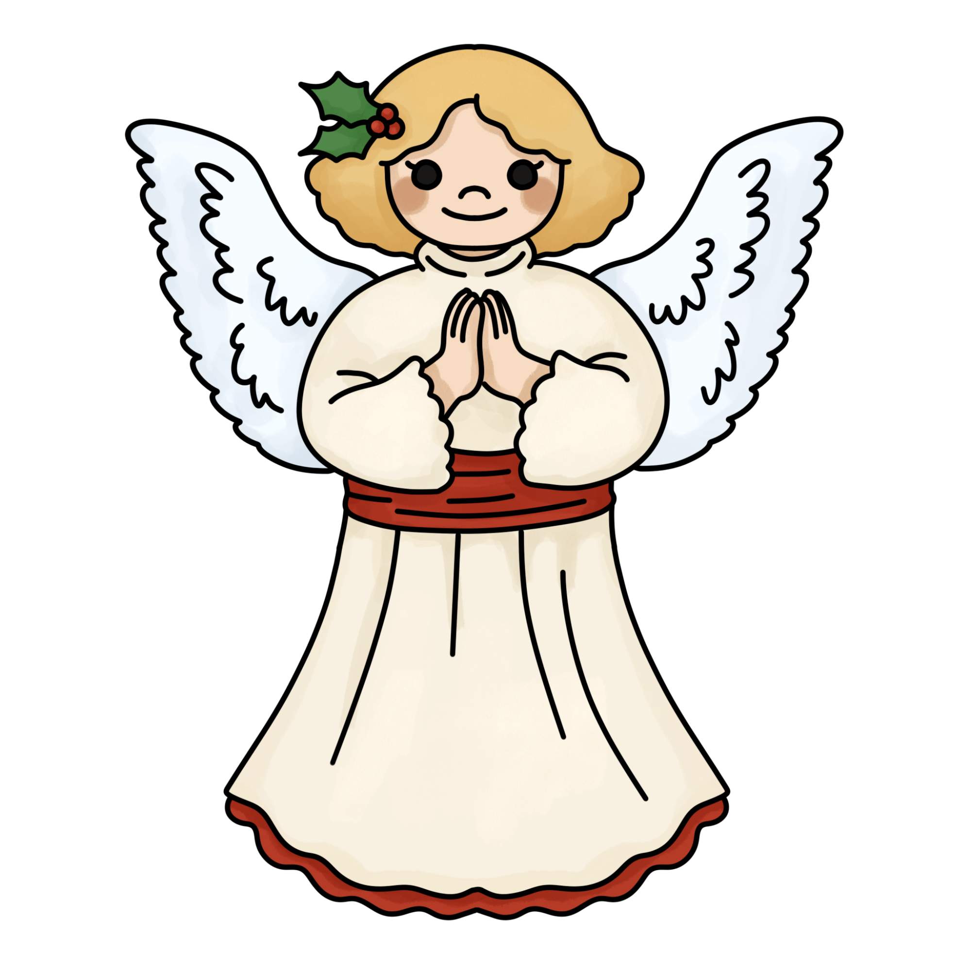 Christmas Angel Drawing (easy) - Step-18