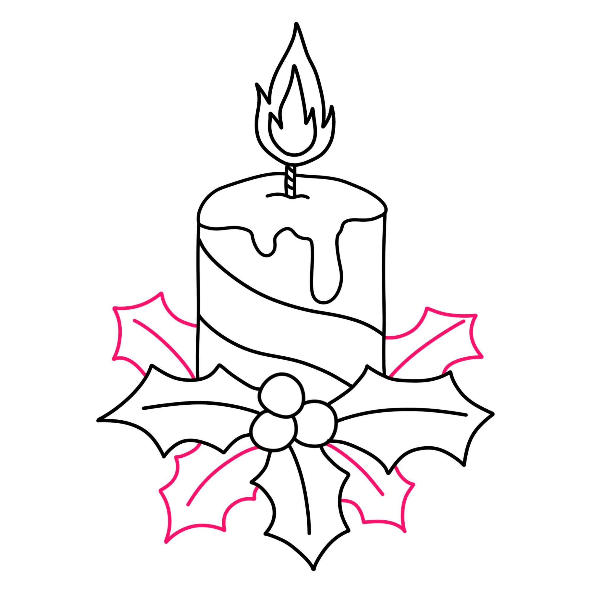 Christmas Candle Drawing - Step-10