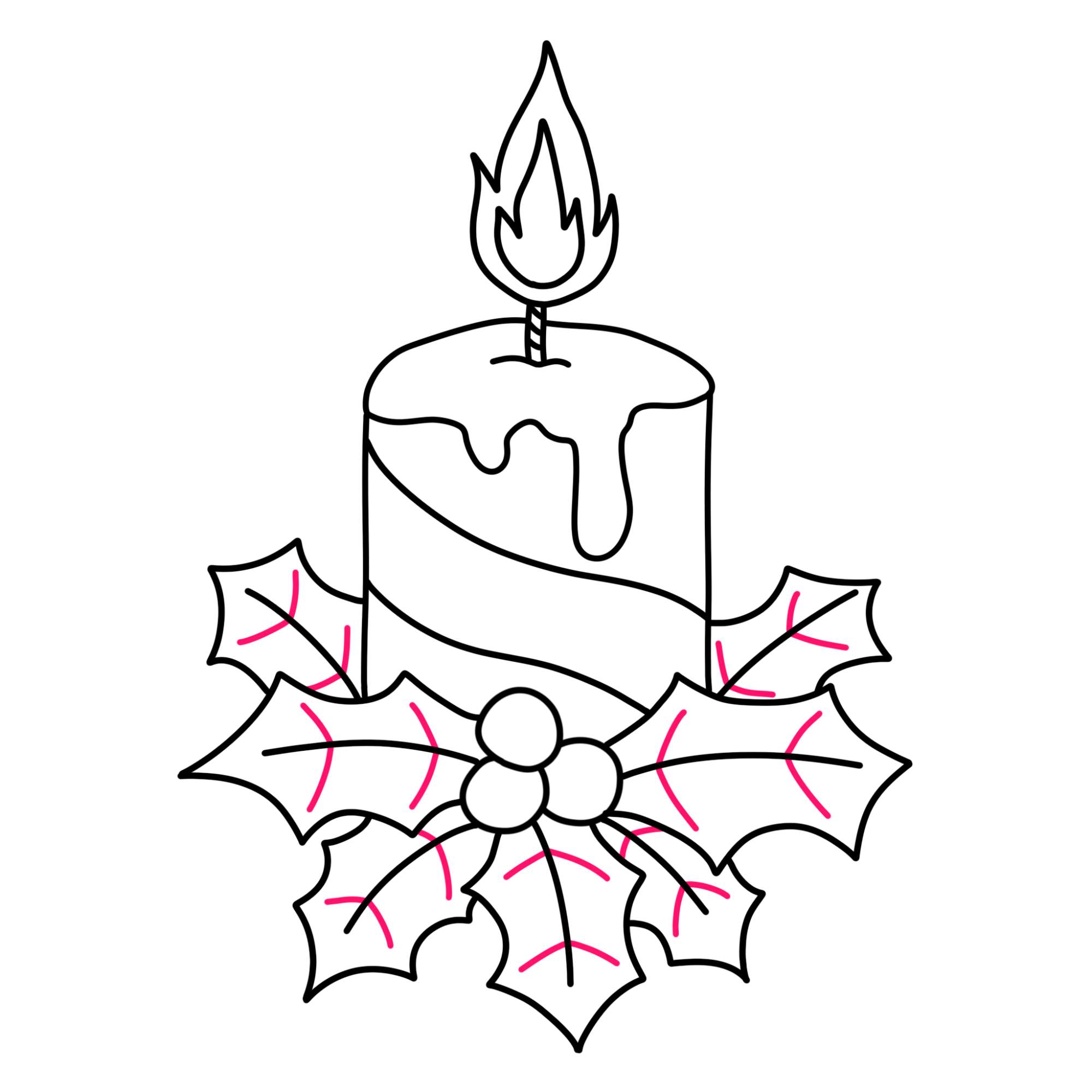 Christmas Candle Drawing - Step-11