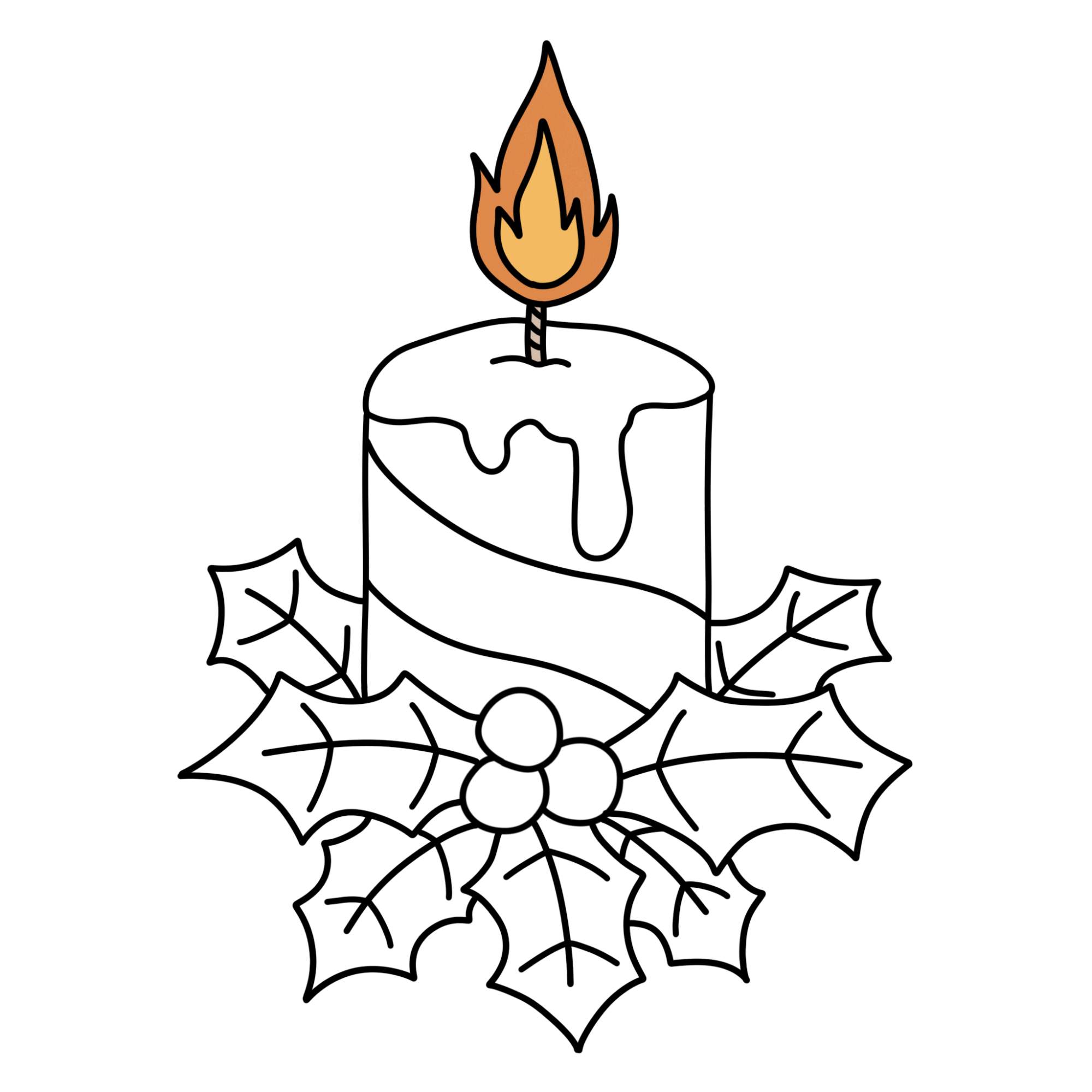 Christmas Candle Drawing - Step-12