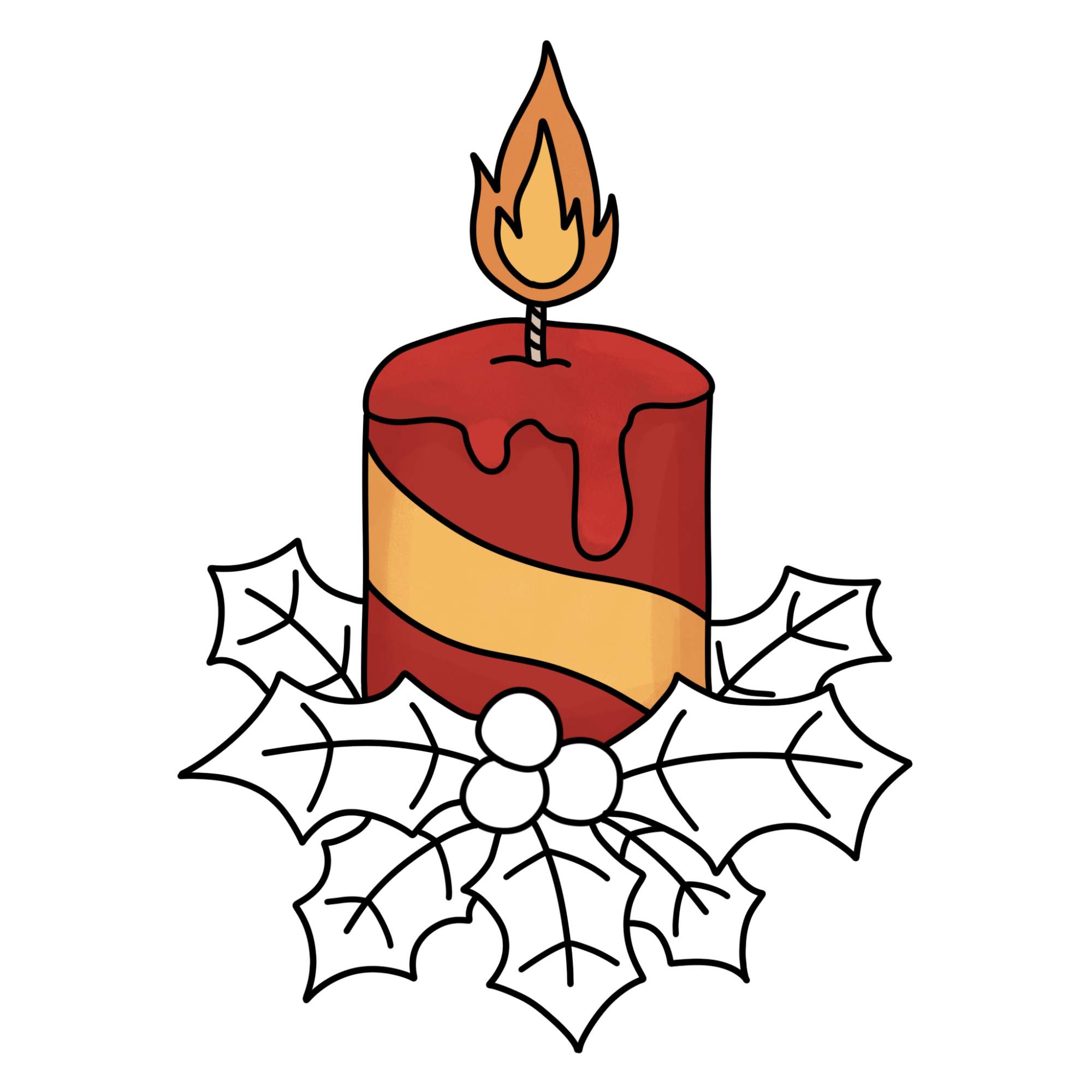 Christmas Candle Drawing - Step-13