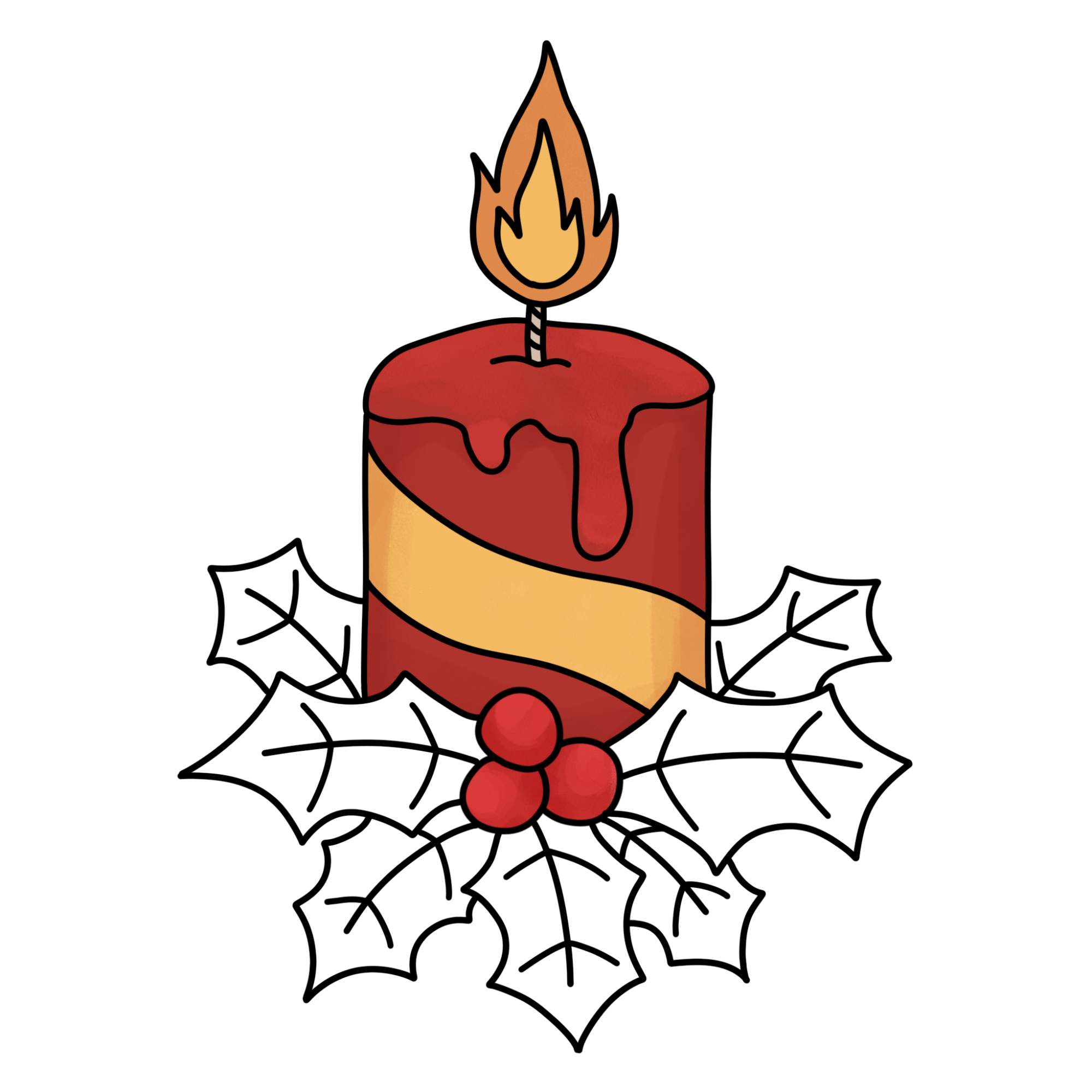 Christmas Candle Drawing - Step-14