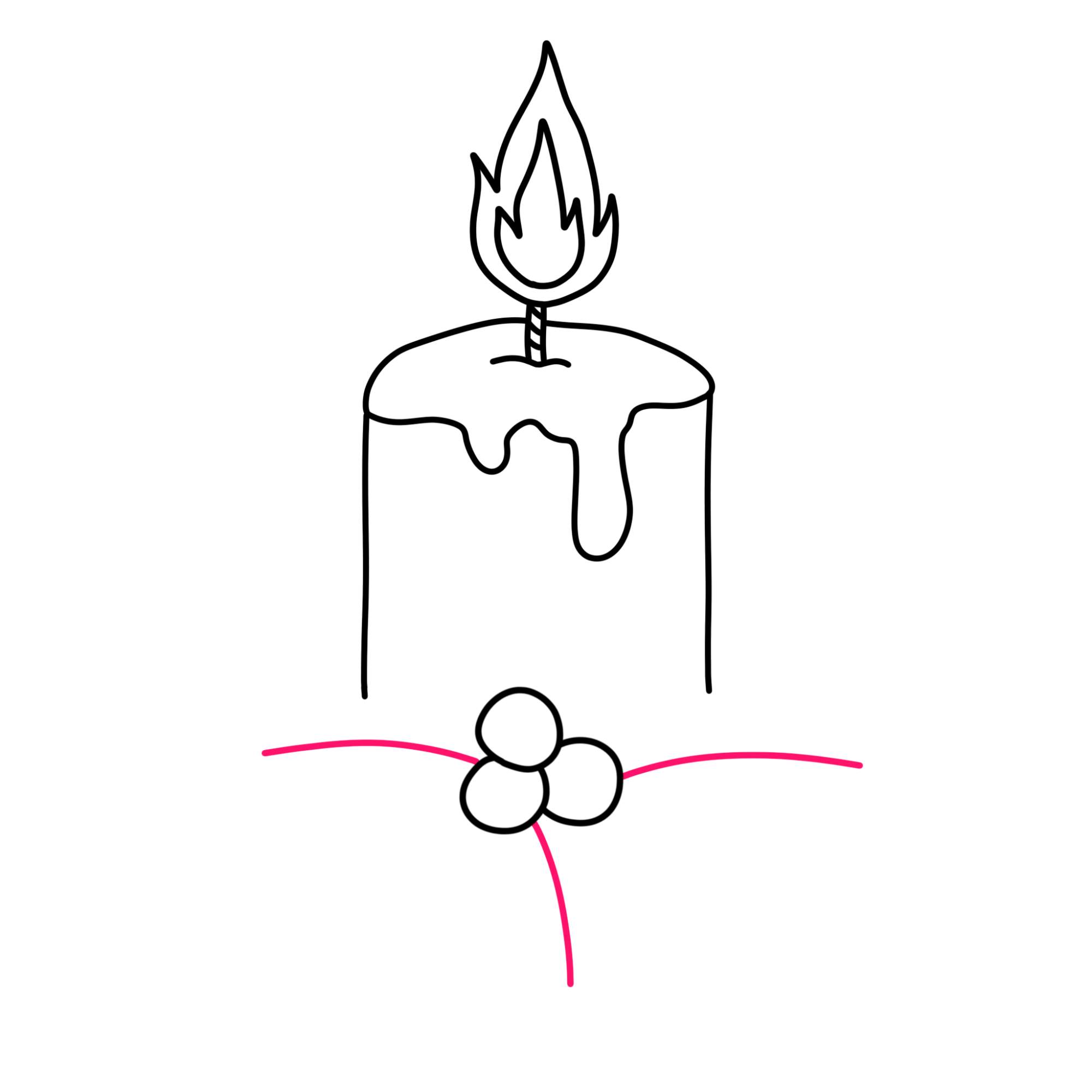 Christmas Candle Drawing - Step-7