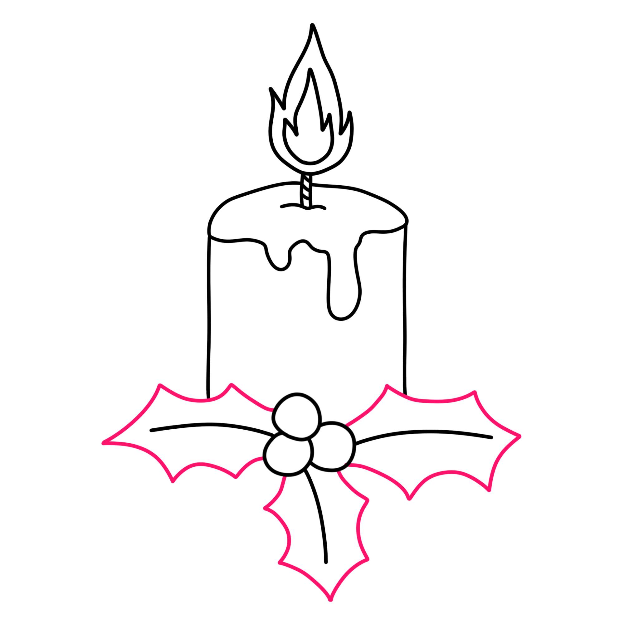 Christmas Candle Drawing - Step-8