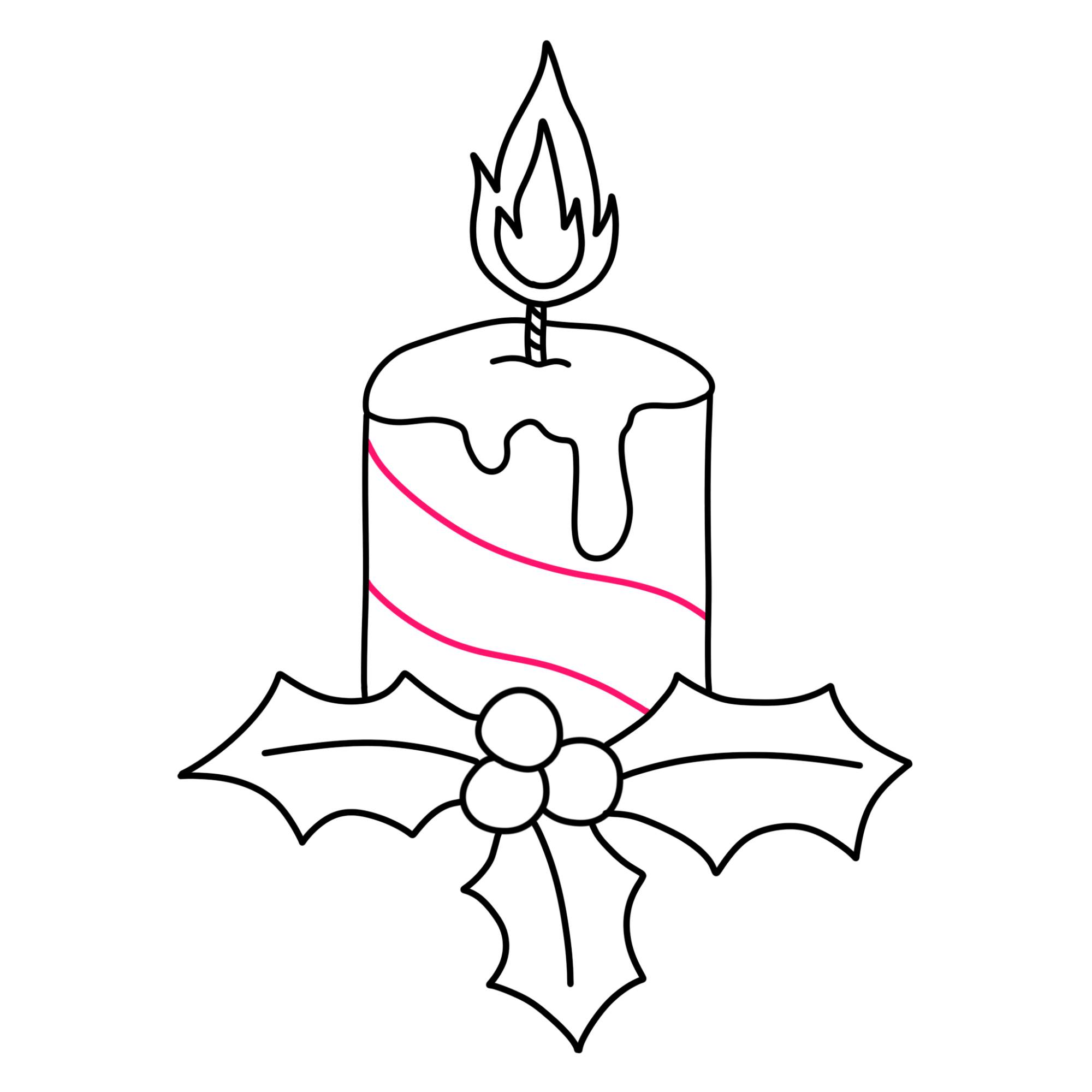 Christmas Candle Drawing - Step-9