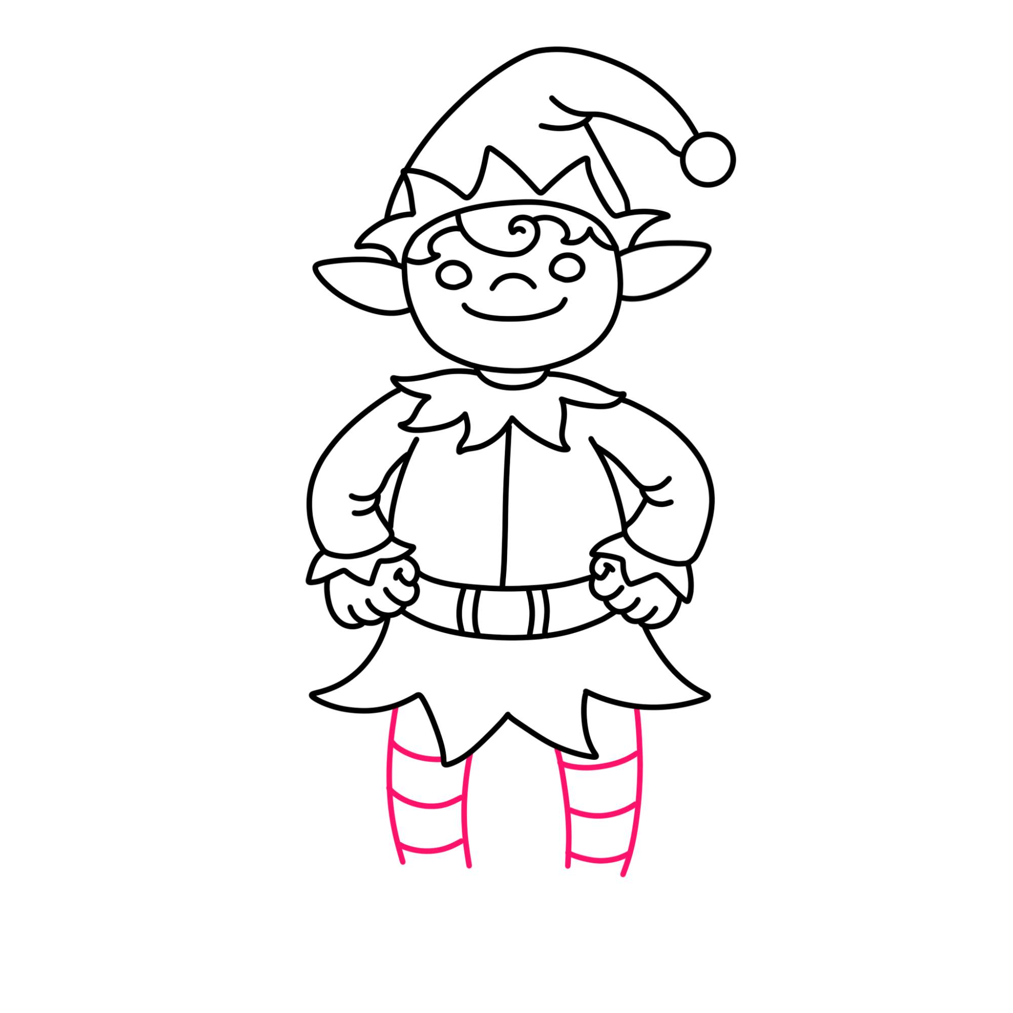 Christmas Elf Drawing - Step-16