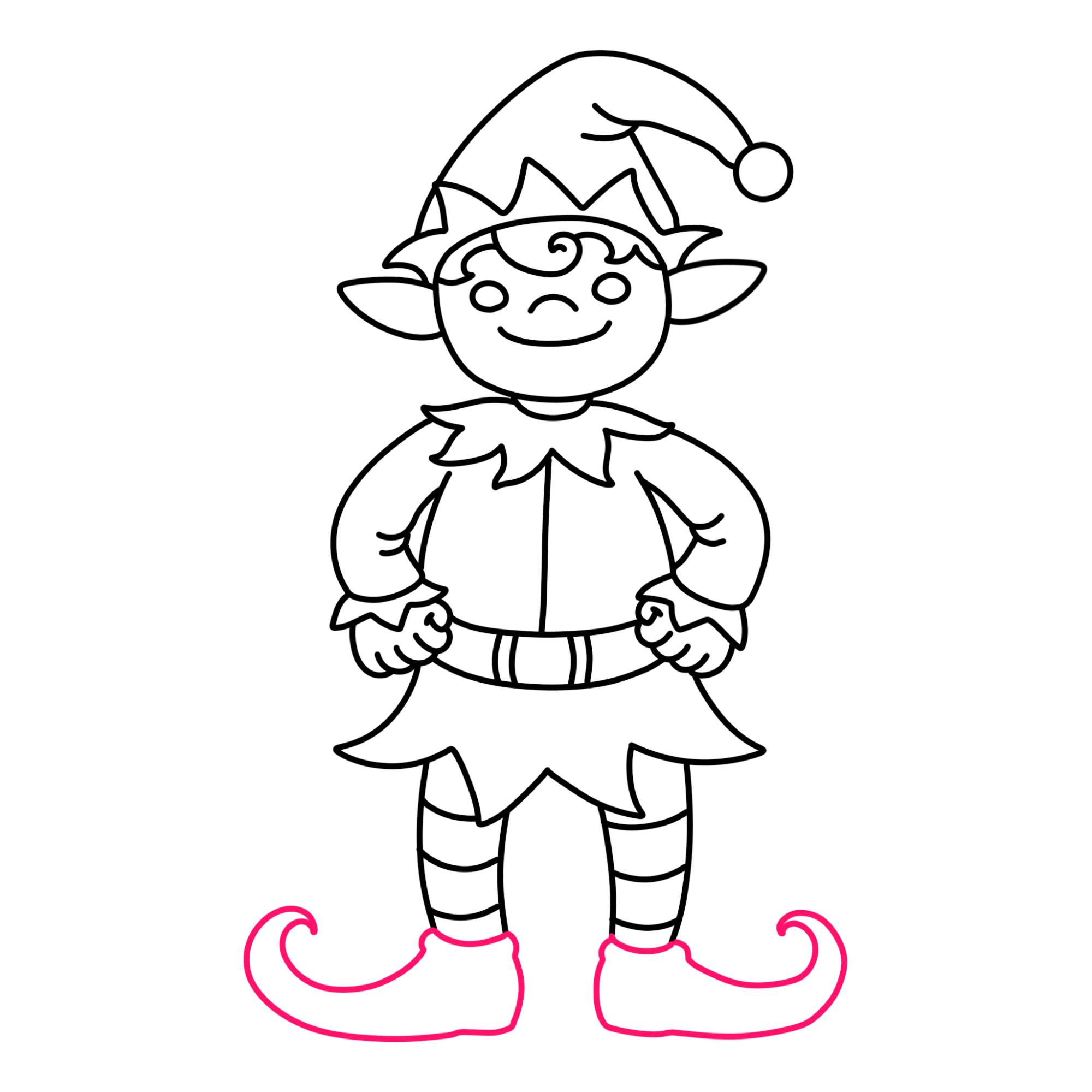 Christmas Elf Drawing - Step-17