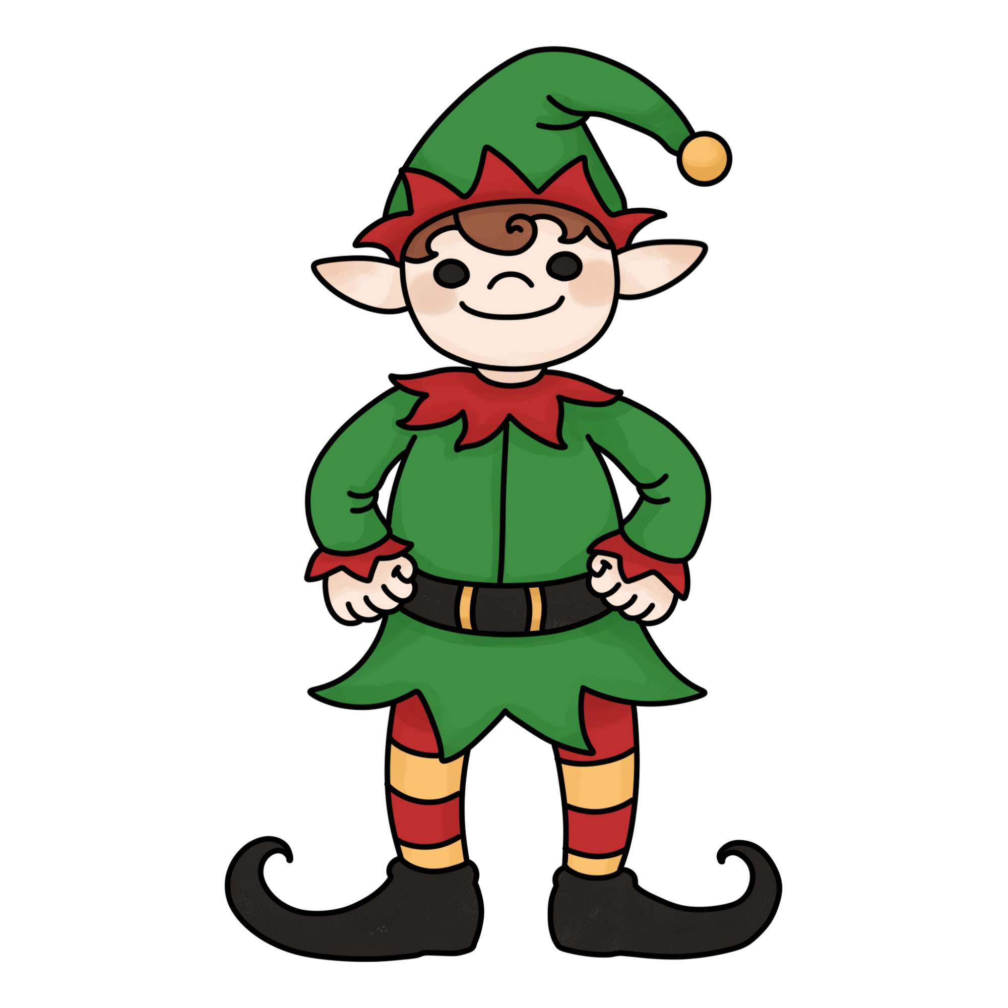 Christmas Elf Drawing - Step-21