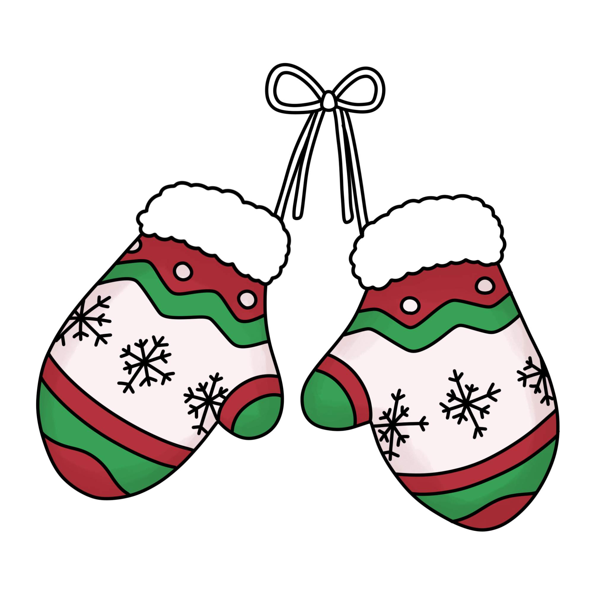 Christmas Mittens Drawing - Step-10