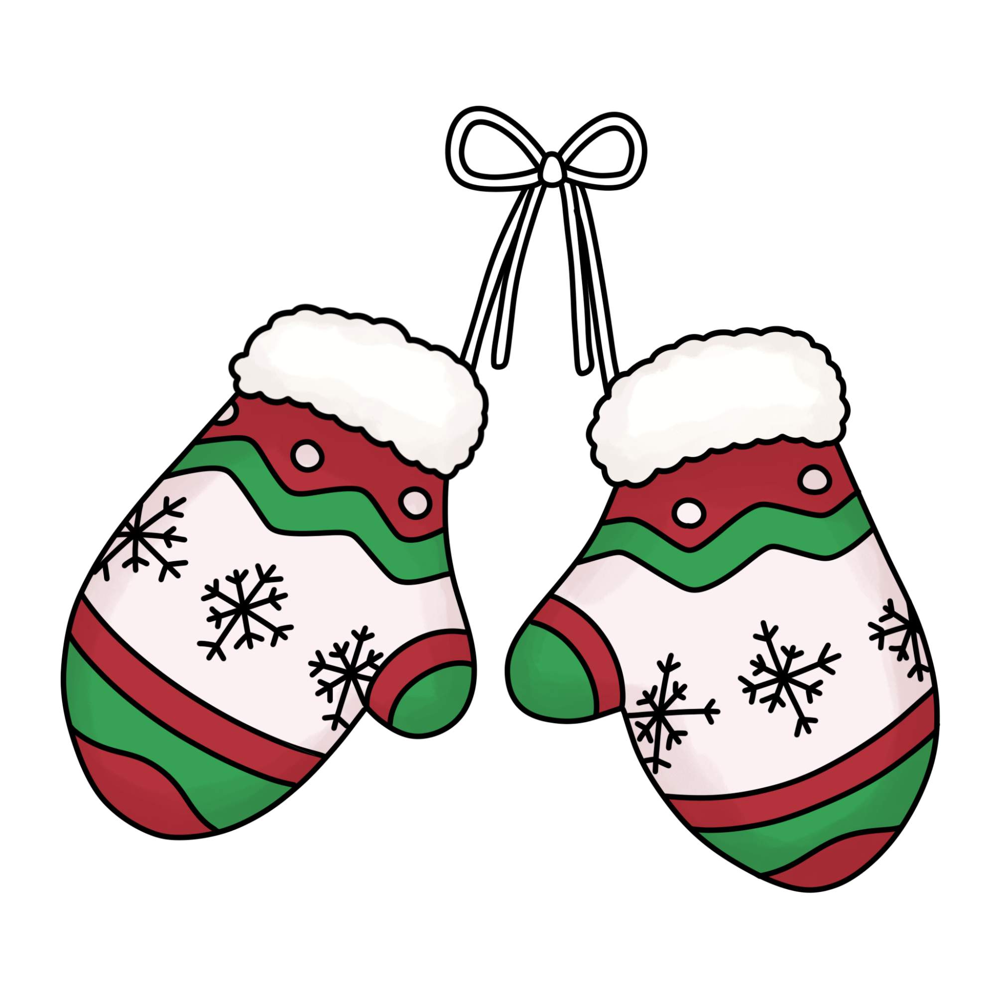 Christmas Mittens Drawing - Step-11