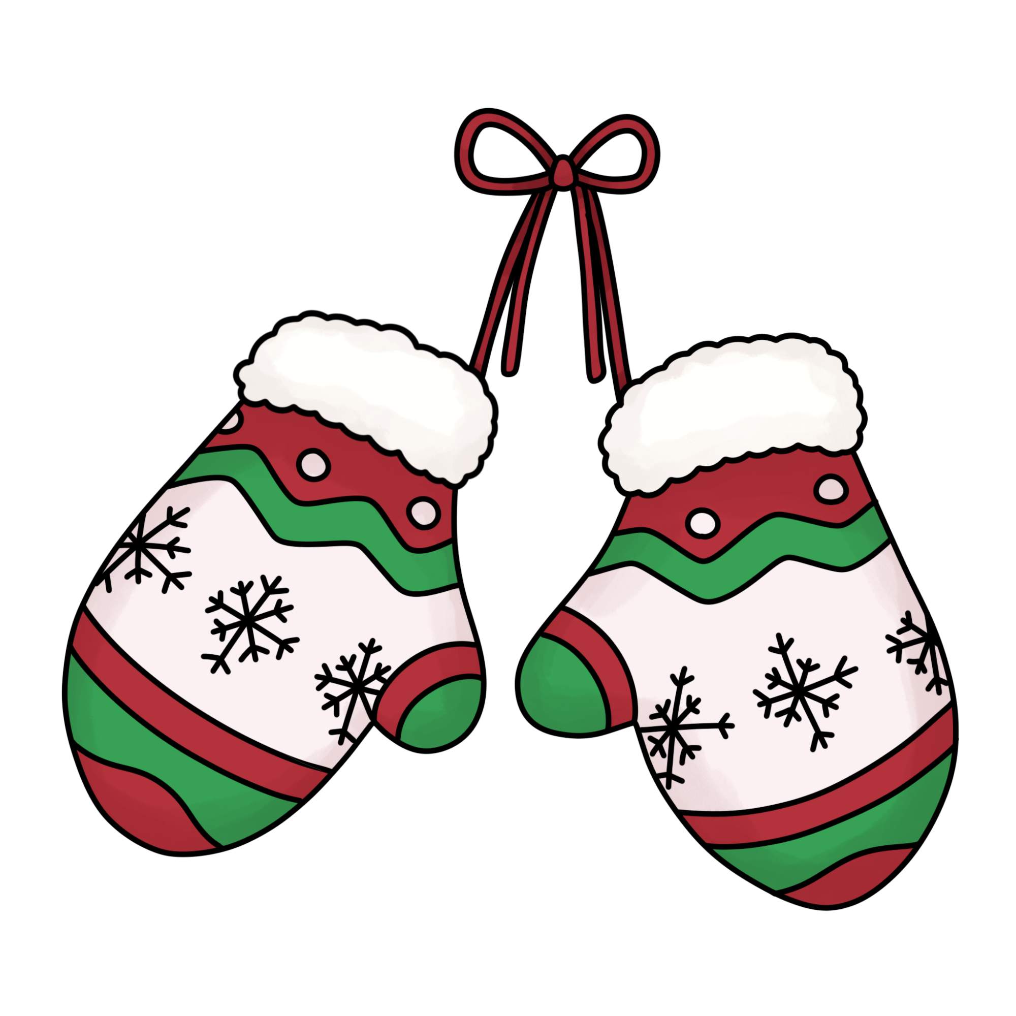 Christmas Mittens Drawing - Step-12